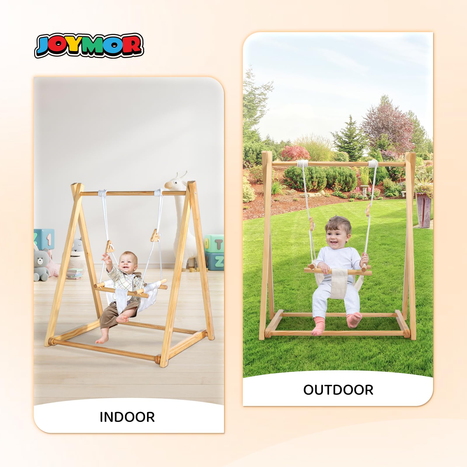 JOYMOR Foldable Swing Set with Stand Premium Montessori for Baby and Toddler