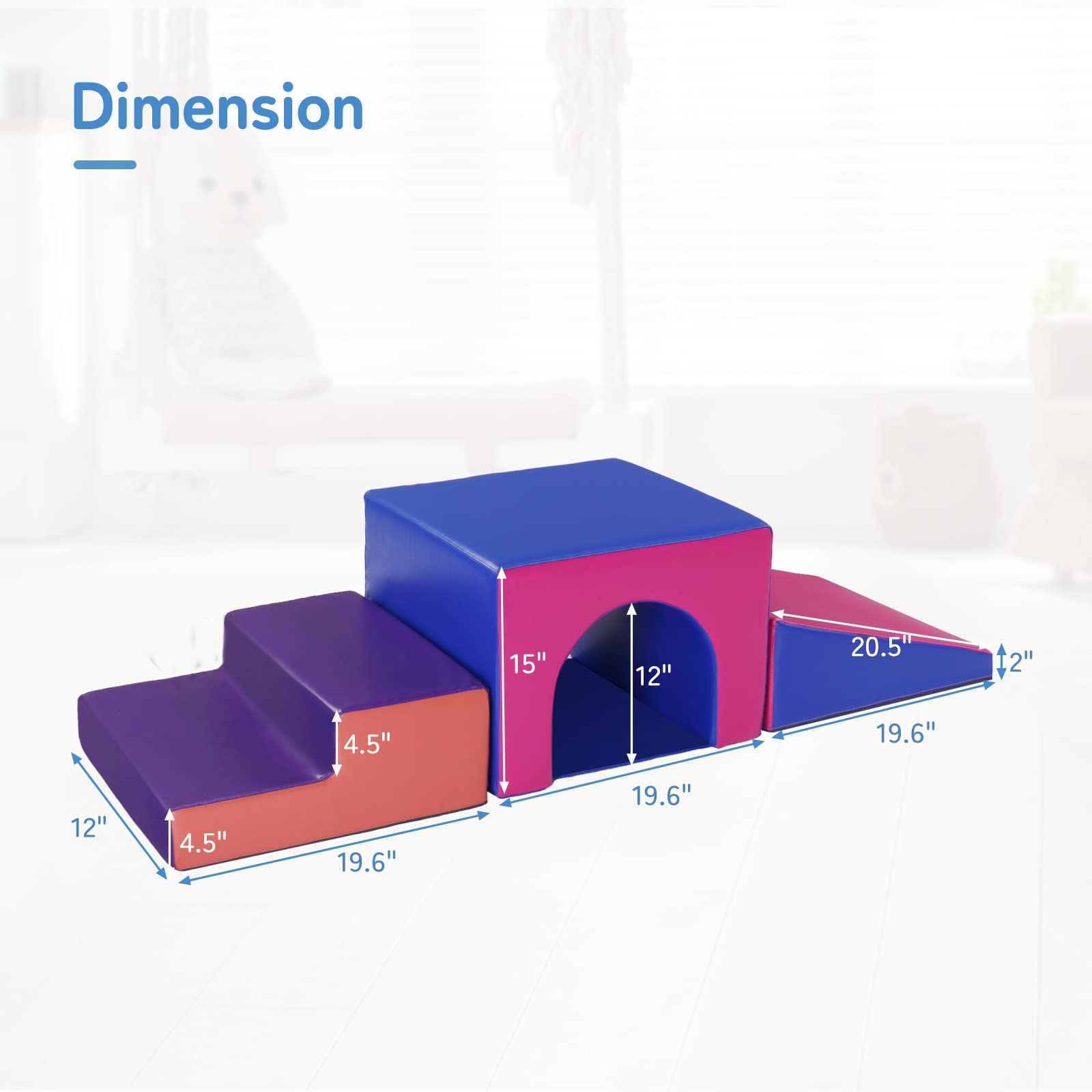 JOYMOR 4-Piece Soft Foam Climbing Blocks And Crawl Activity JOYMOR 4-Piece Soft Foam Climbing Blocks And Crawl Activity