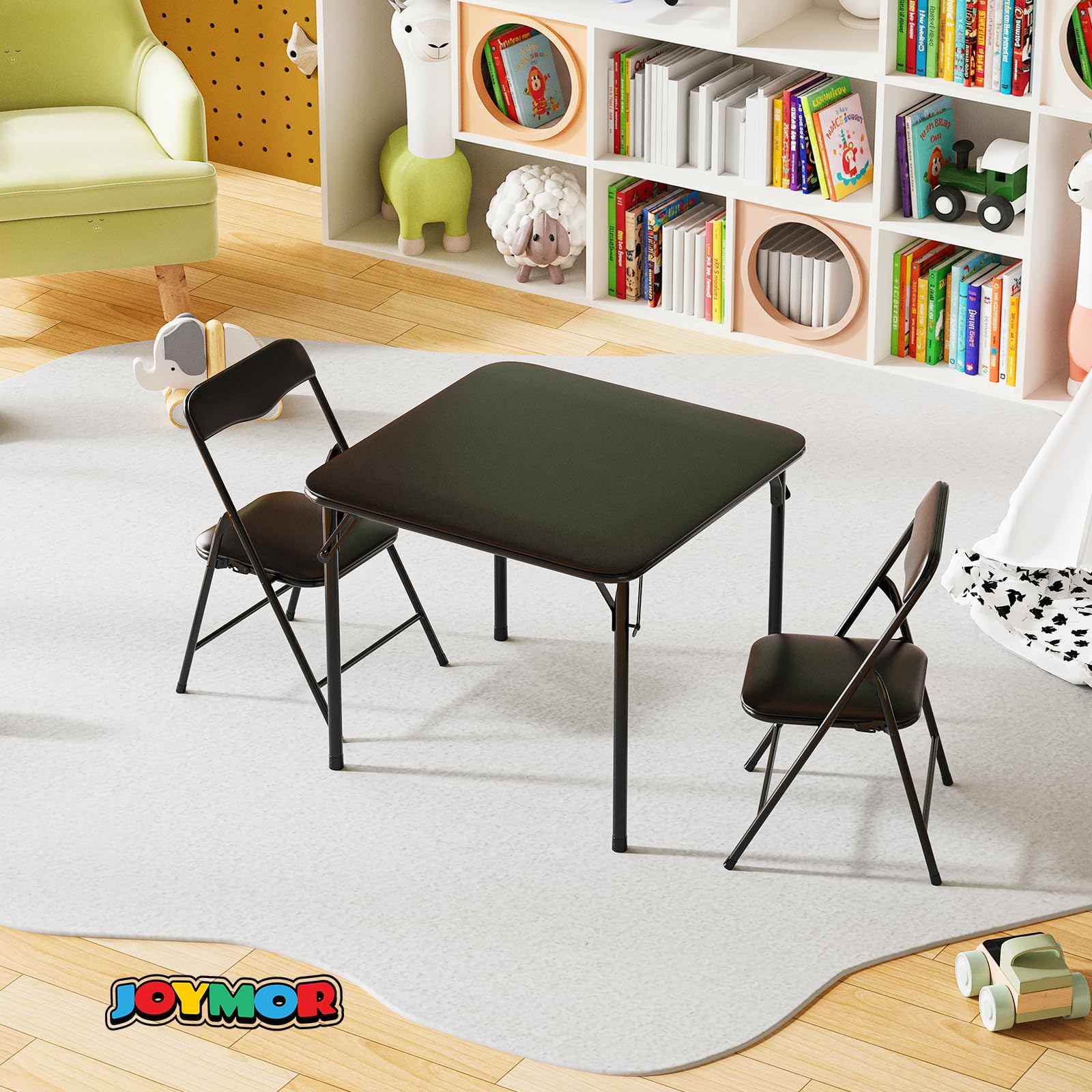 JOYMOR 3pc Folding Table Set with 2 Foldable Chairs