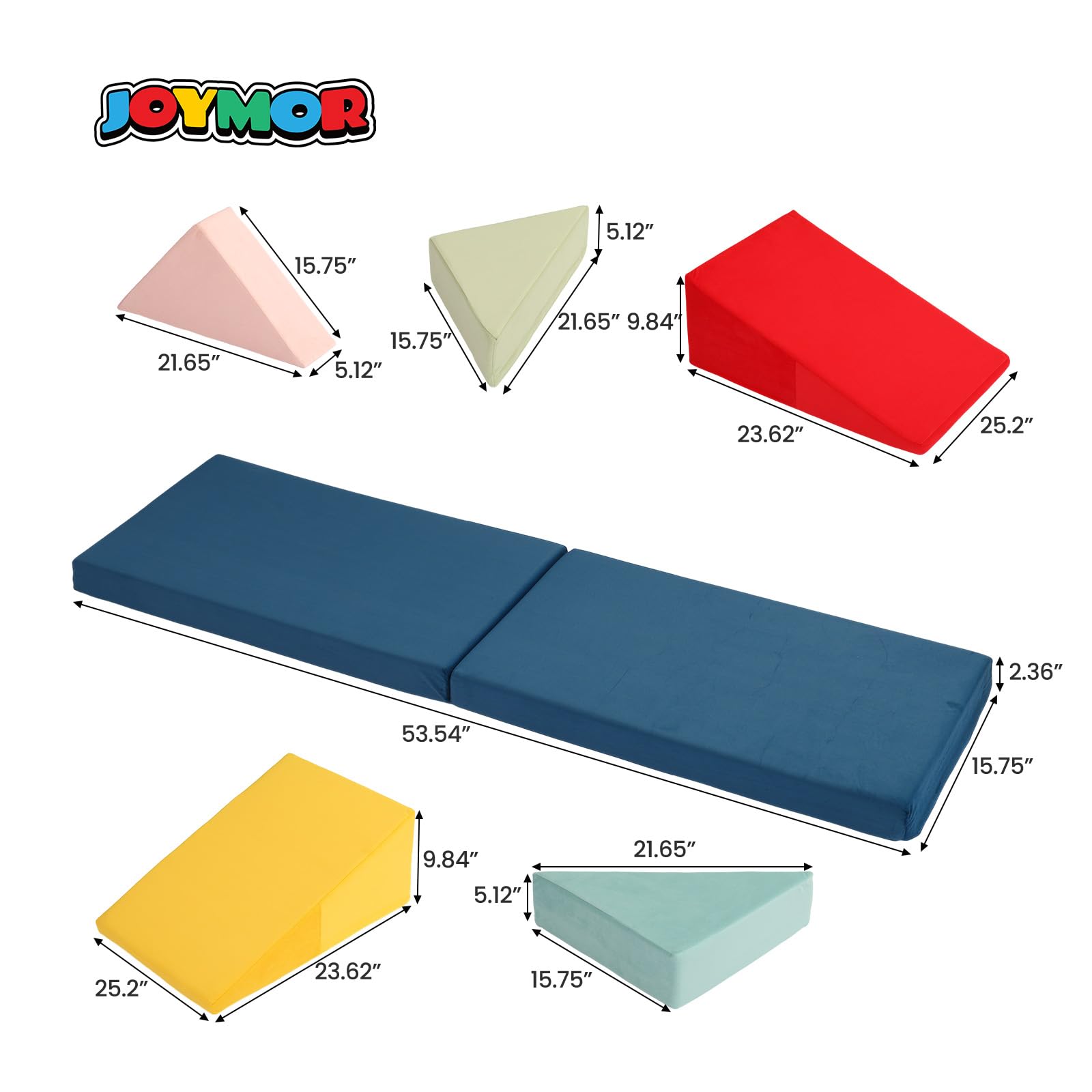 JOYMOR 8-Piece Soft Foam Climbing Blocks for Toddlers Fabric with Foldable Ball Pit