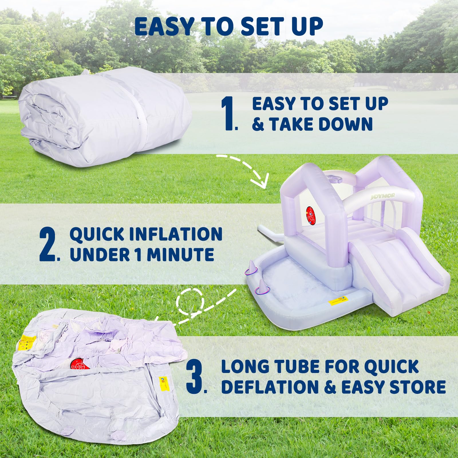 JOYMOR 6-in-1 Gradient Inflatable Bounce House with Slide & Play Area