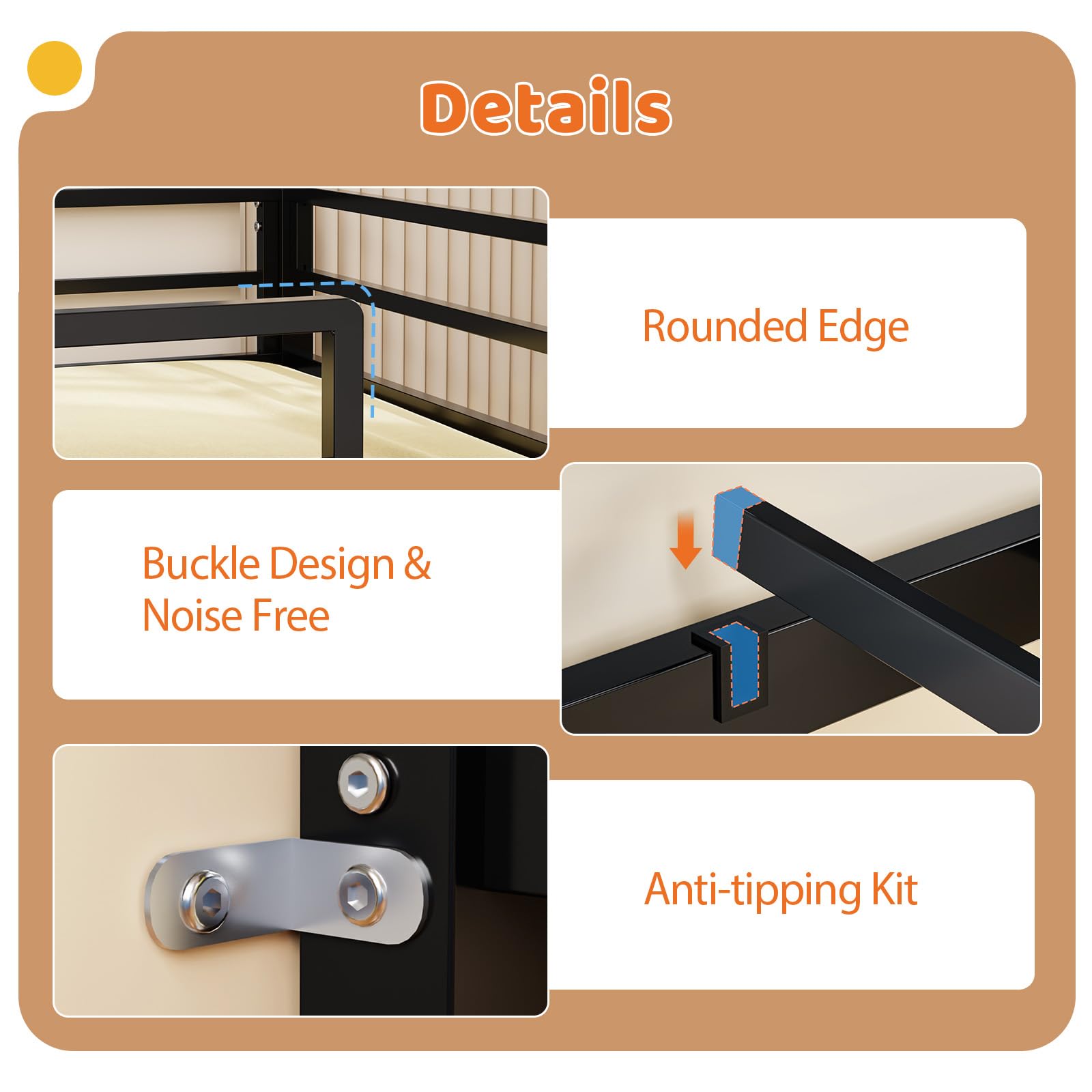 JOYMOR Twin Low Loft Bed with 3 Storage Drawers Shelves Bookcase and LED Lights Metal Frame Safety Guardrail