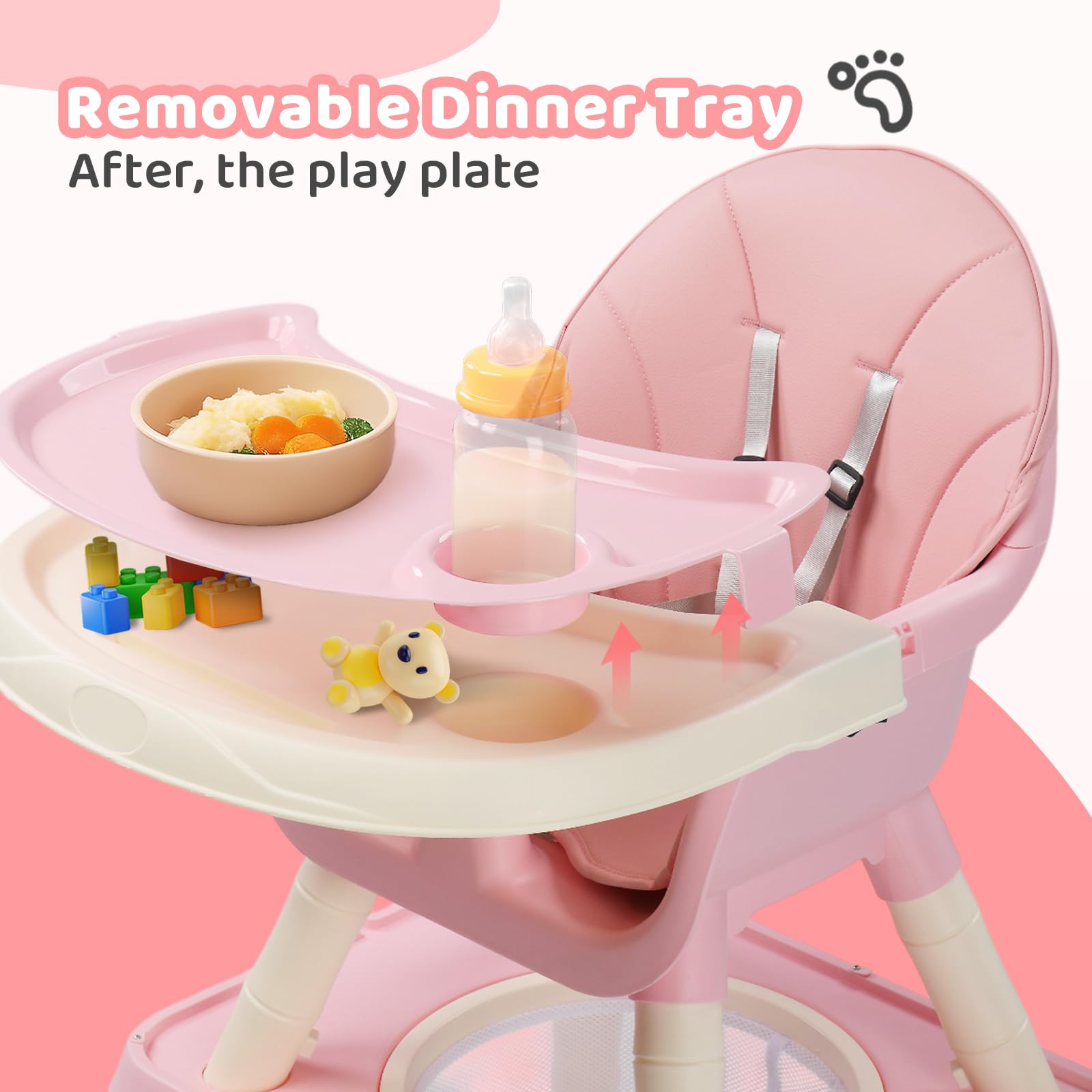 JOYMOR Kids 7 in 1 High Chair Convertible Kids Learning Table and Chair