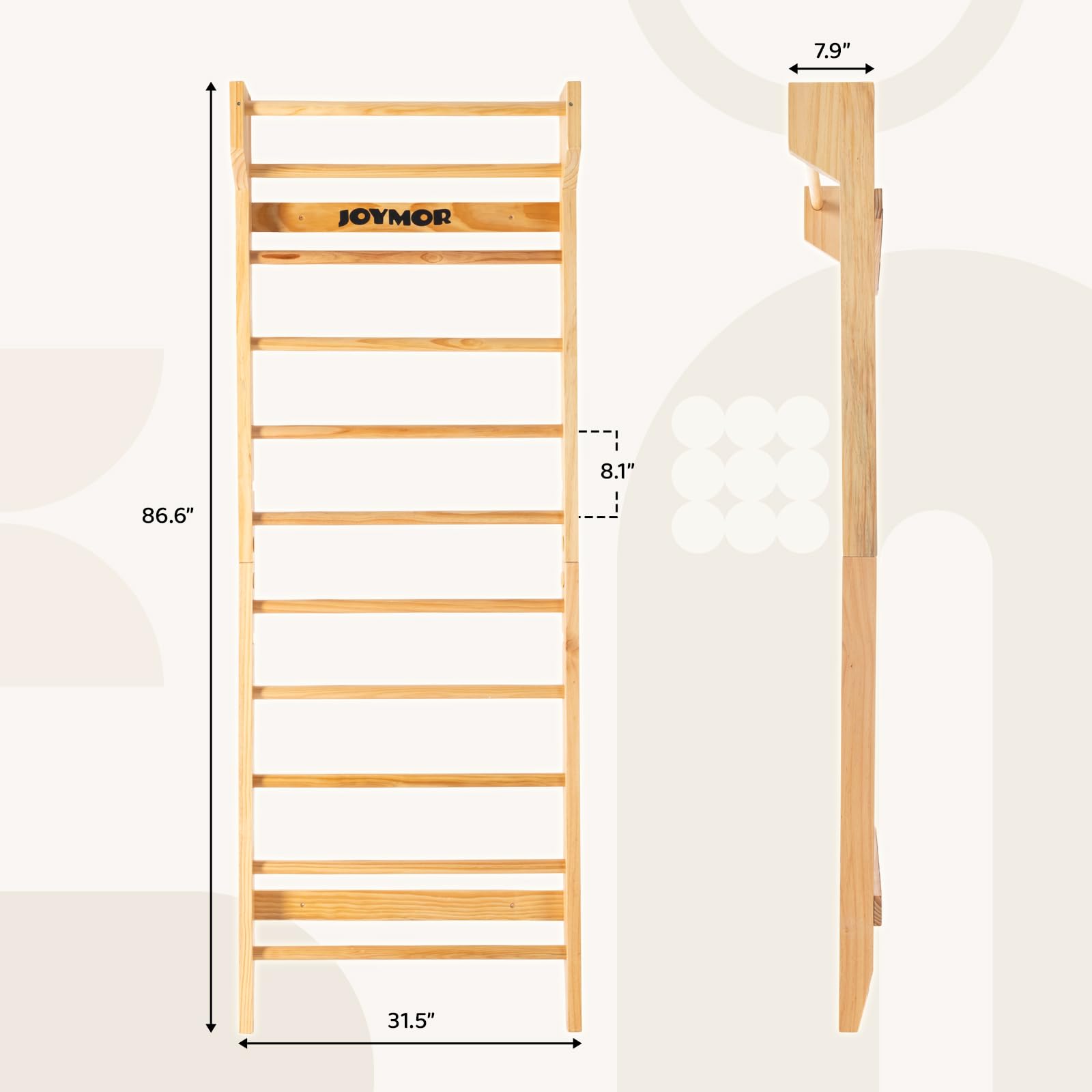 JOYMOR Fitness Swedish Ladder Physical Gymnastics Wood Stall Bar