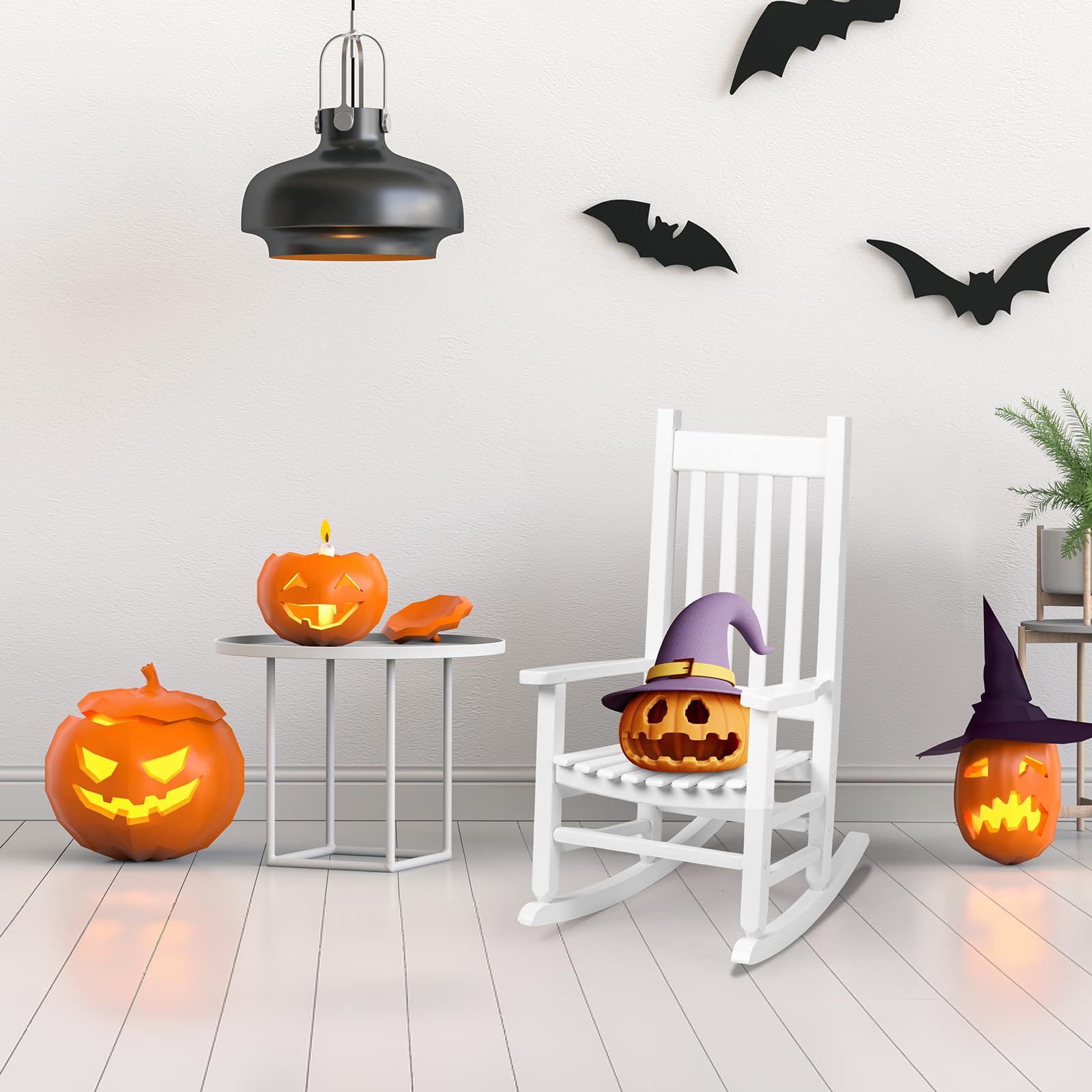 JOYMOR Wooden Rocking Chair with High Backrest Outdoor Toddler  Porch Rocker