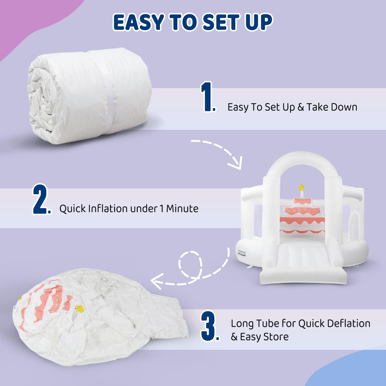 JOYMOR 4-in-1 White Inflatable Bounce House with Slide & Balloons