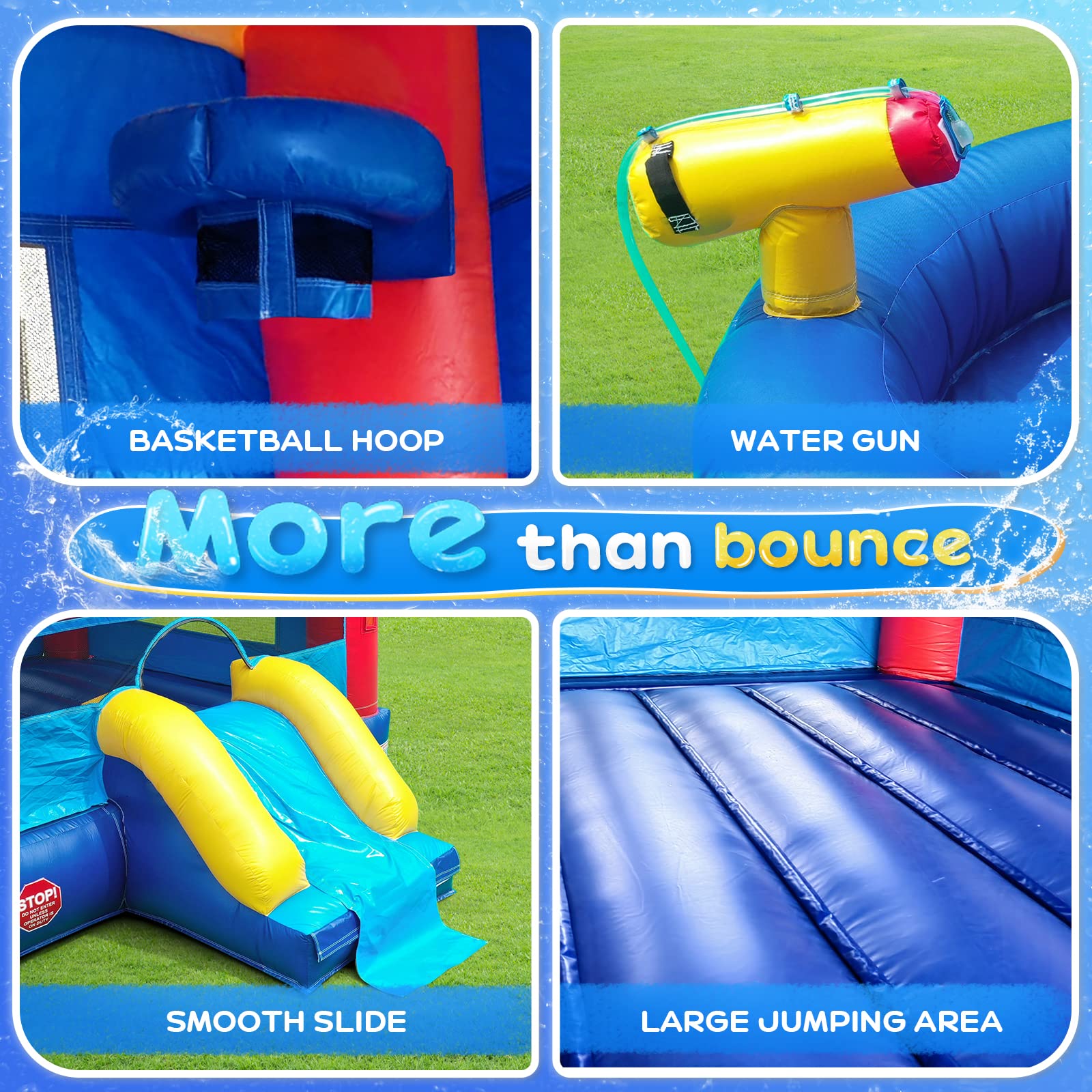 JOYMOR Commercial Water Slide Inflatable Bounce House with Pool and Slide and Air Blower