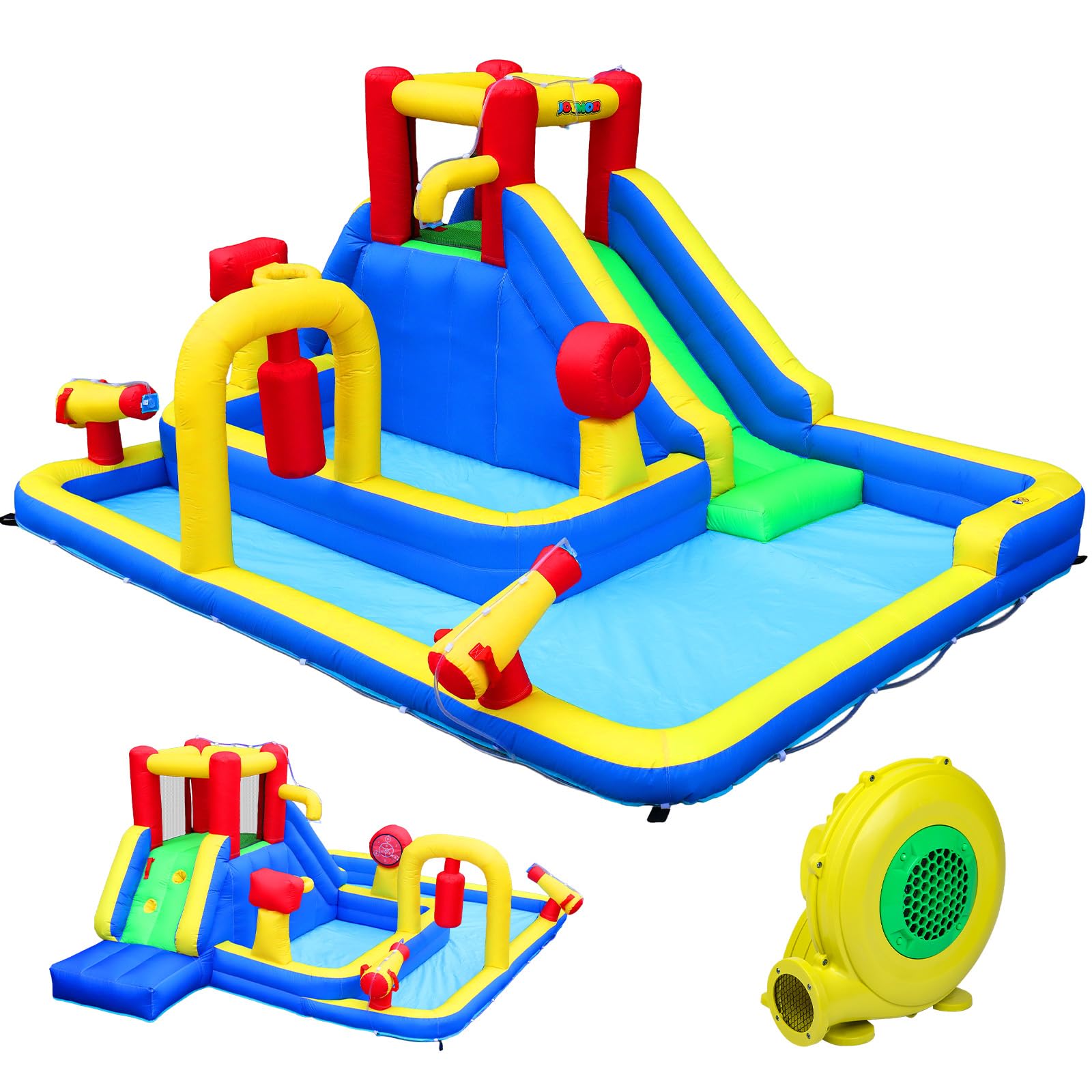 JOYMOR 10-in-1 Inflatable Water Slide Bounce House for Kids Backyard Party