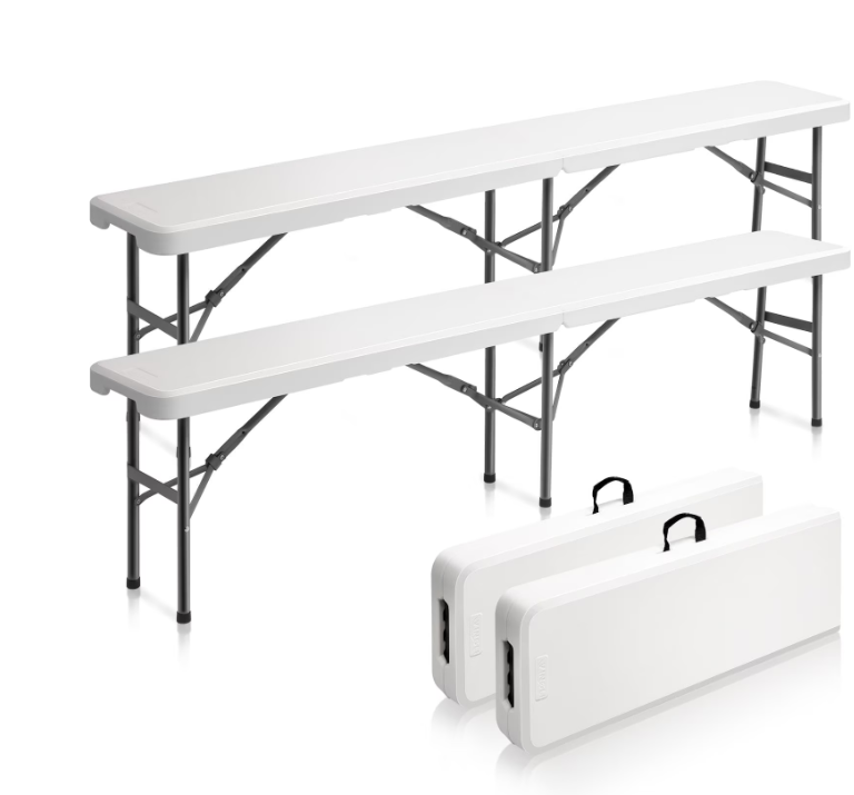 JOYMOR 6 feet Plastic Folding Bench,2 Pack
