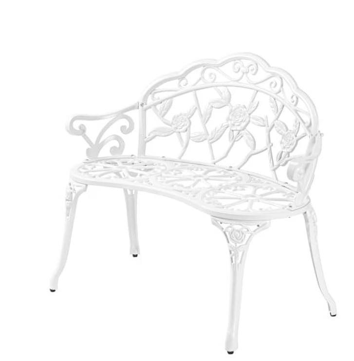 JOYMOR 38.5" Patio Park Garden Outdoor Metal Rose Bench