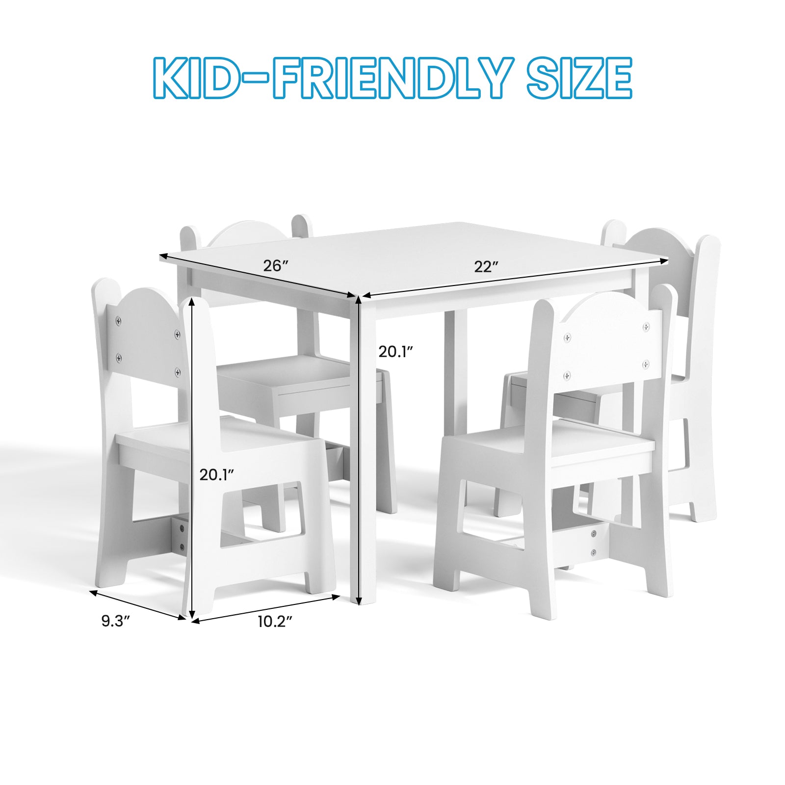 JOYMOR Toddler Table and Chair Set Kids Table and 4 Chairs