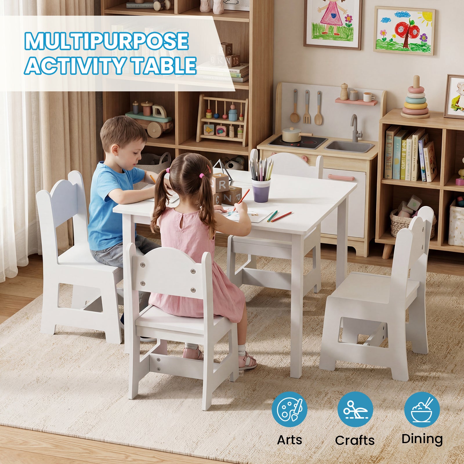 JOYMOR Toddler Table and Chair Set Kids Table and 4 Chairs