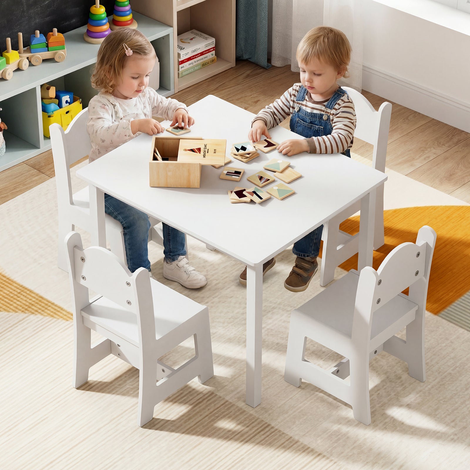 JOYMOR Toddler Table and Chair Set Kids Table and 4 Chairs