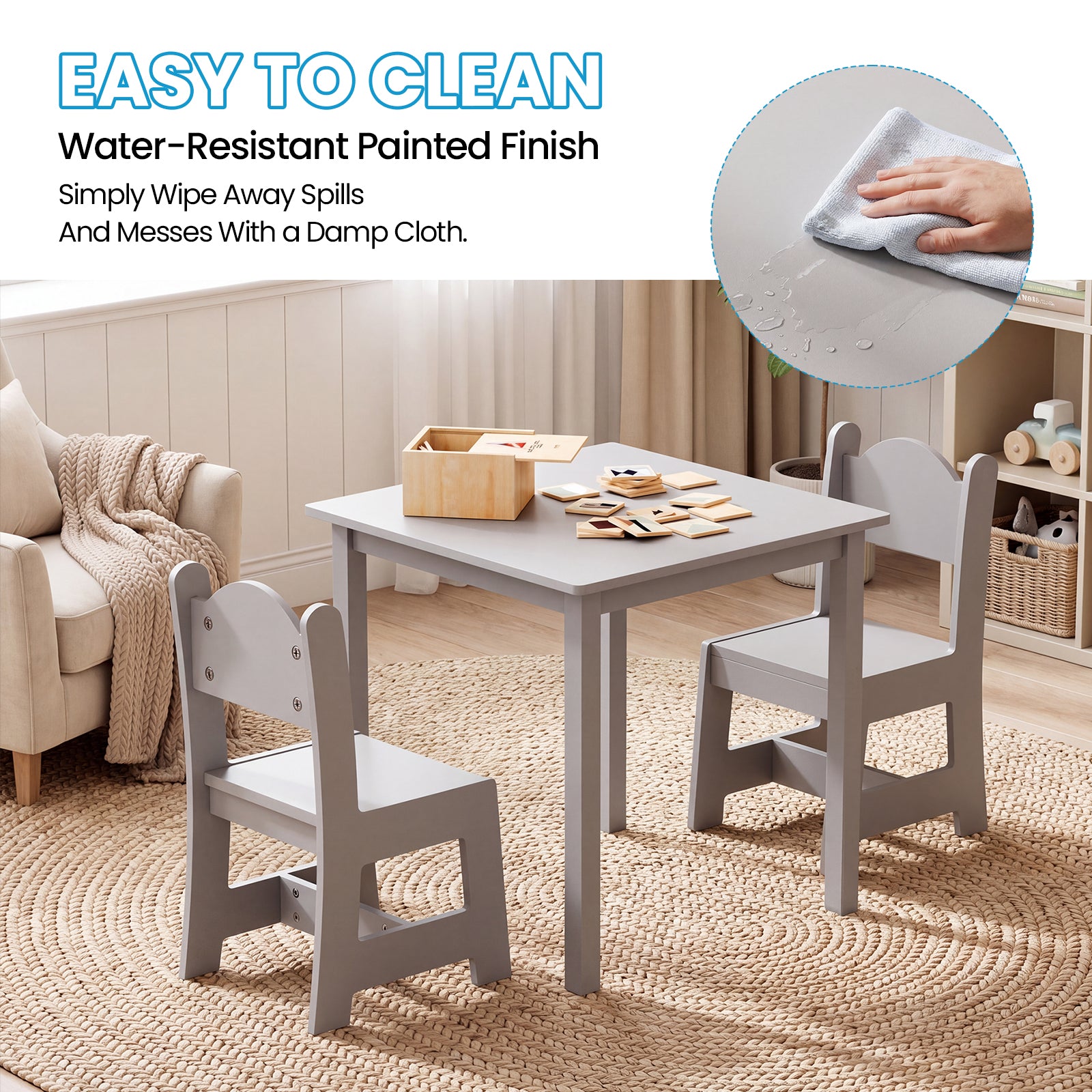 JOYMOR Toddler Table and Chair Set Wooden Activity Table