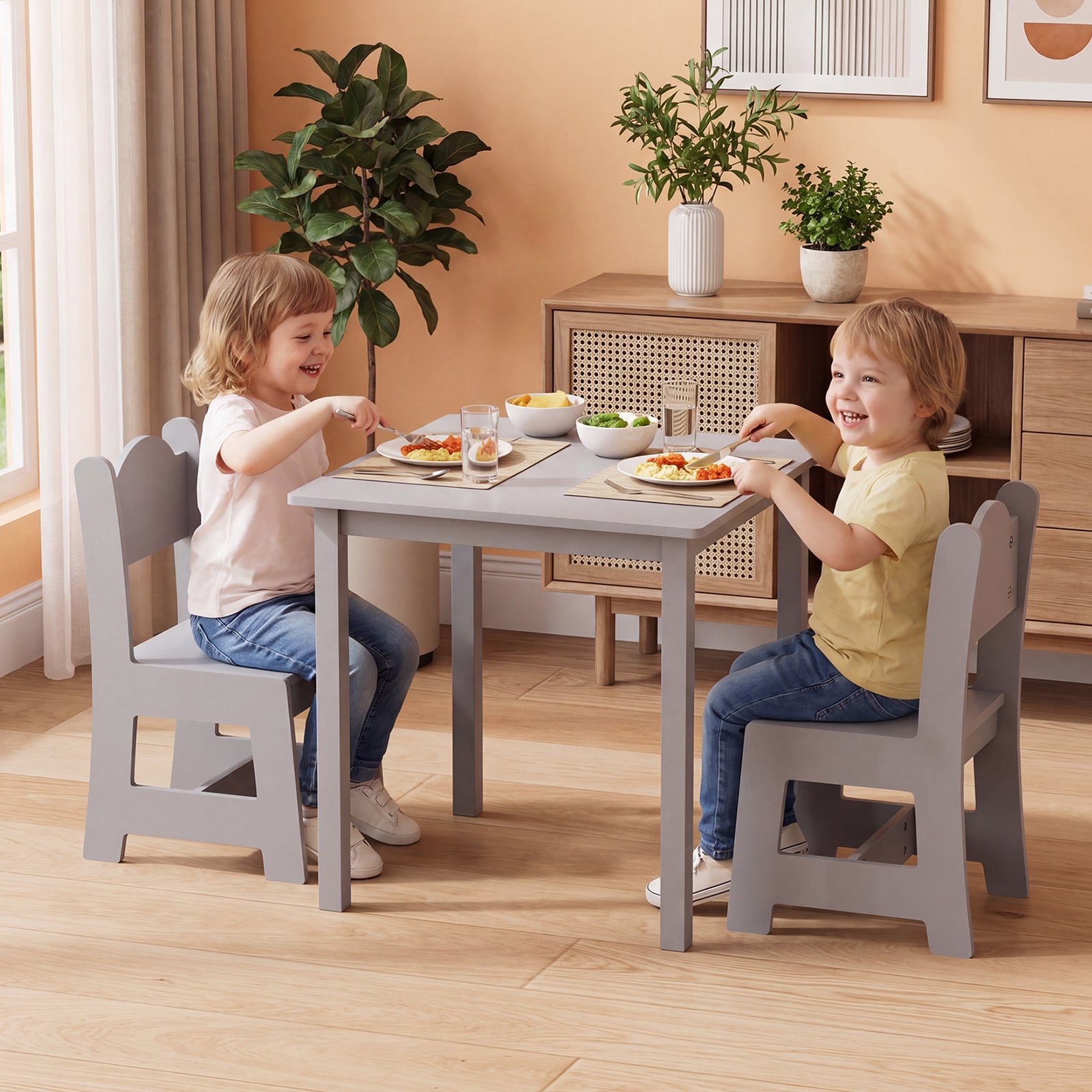 JOYMOR Toddler Table and Chair Set Wooden Activity Table