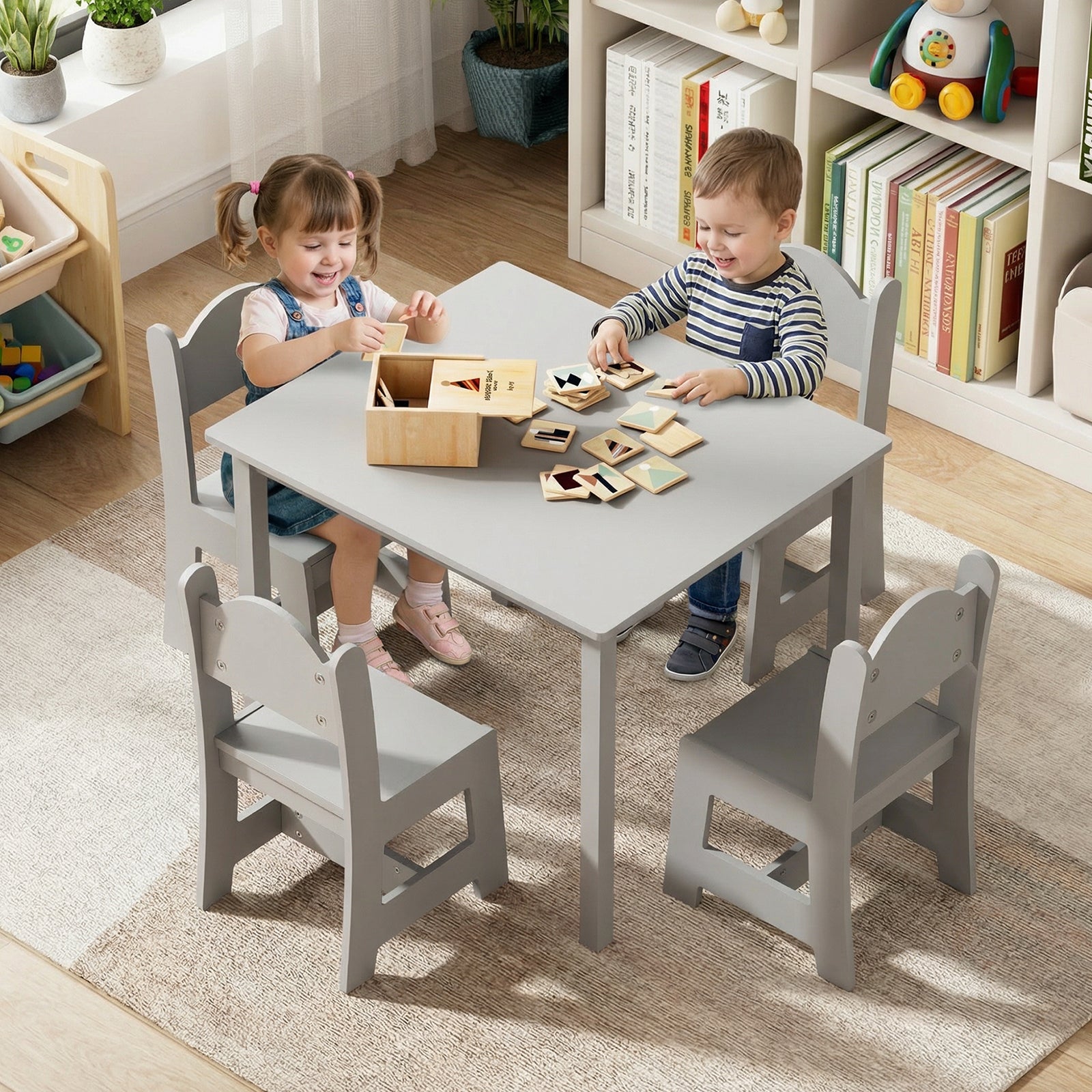 JOYMOR Toddler Table and Chair Set Kids Table and 4 Chairs