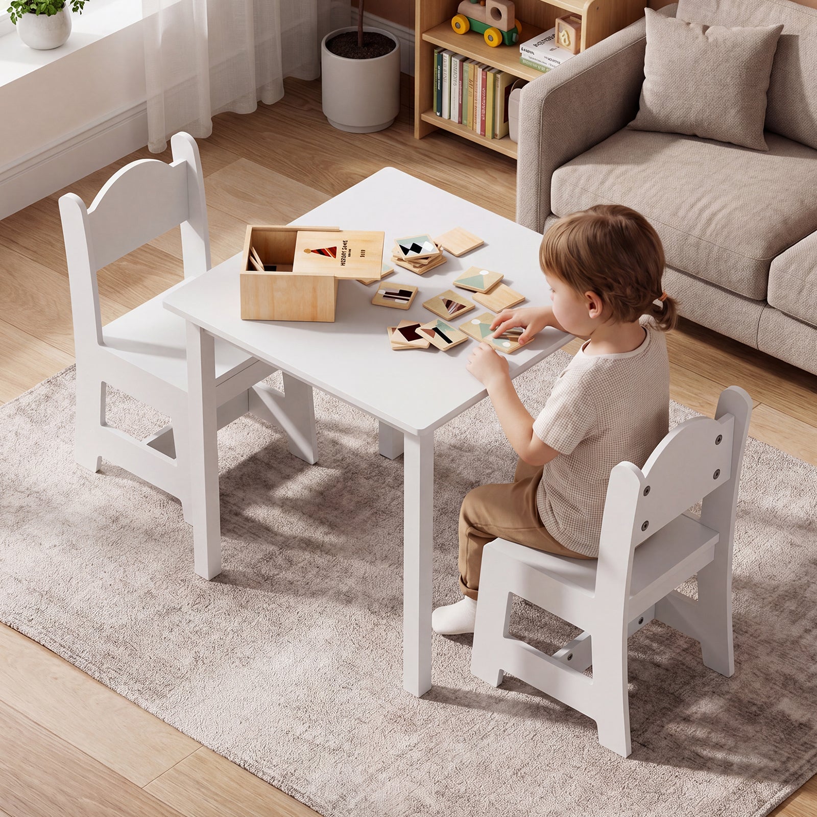 JOYMOR Toddler Table and Chair Set Wooden Activity Table