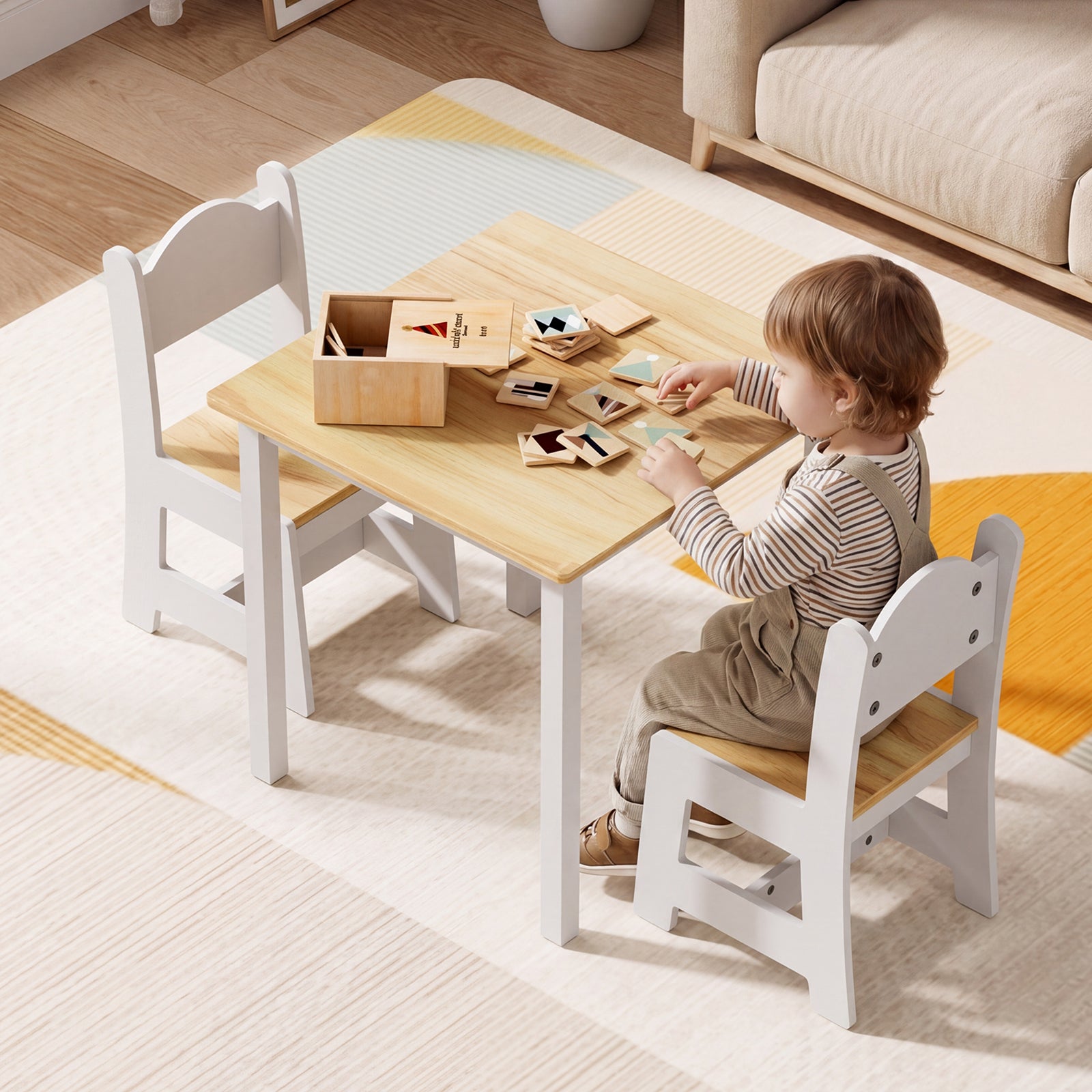 JOYMOR Toddler Table and Chair Set Wooden Activity Table