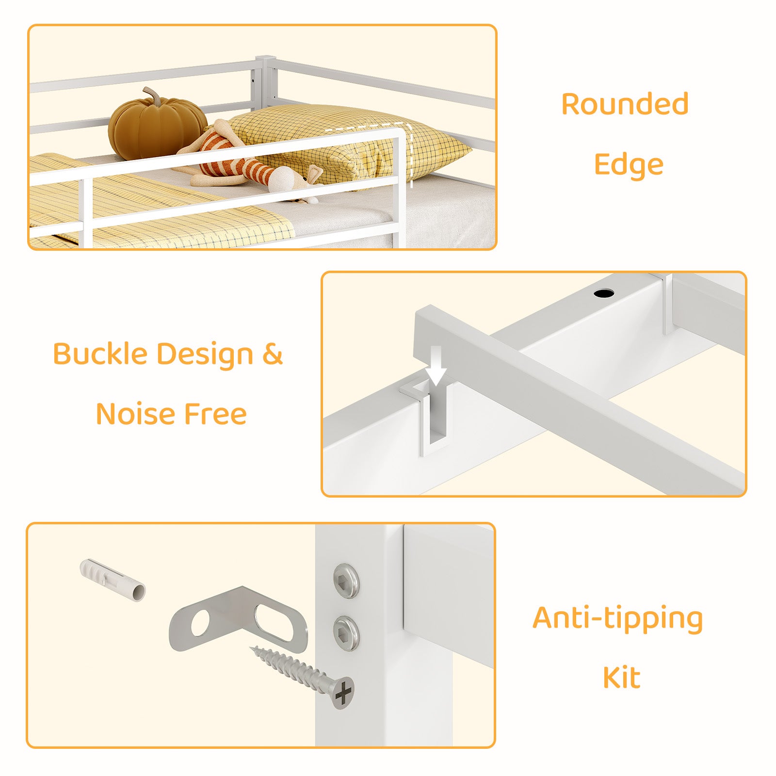 JOYMOR Twin Over Twin Bunk Bed with Storage & Hanger