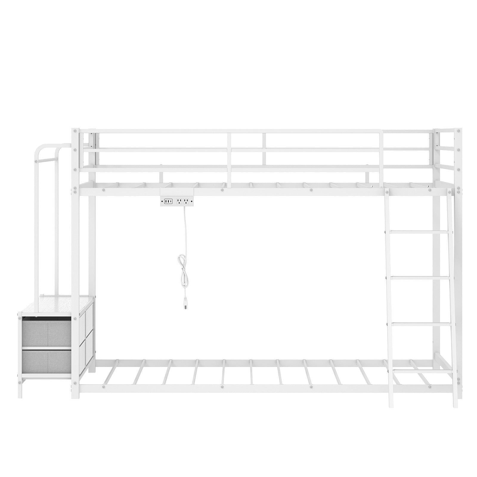 JOYMOR Twin Over Twin Bunk Bed with Storage & Hanger