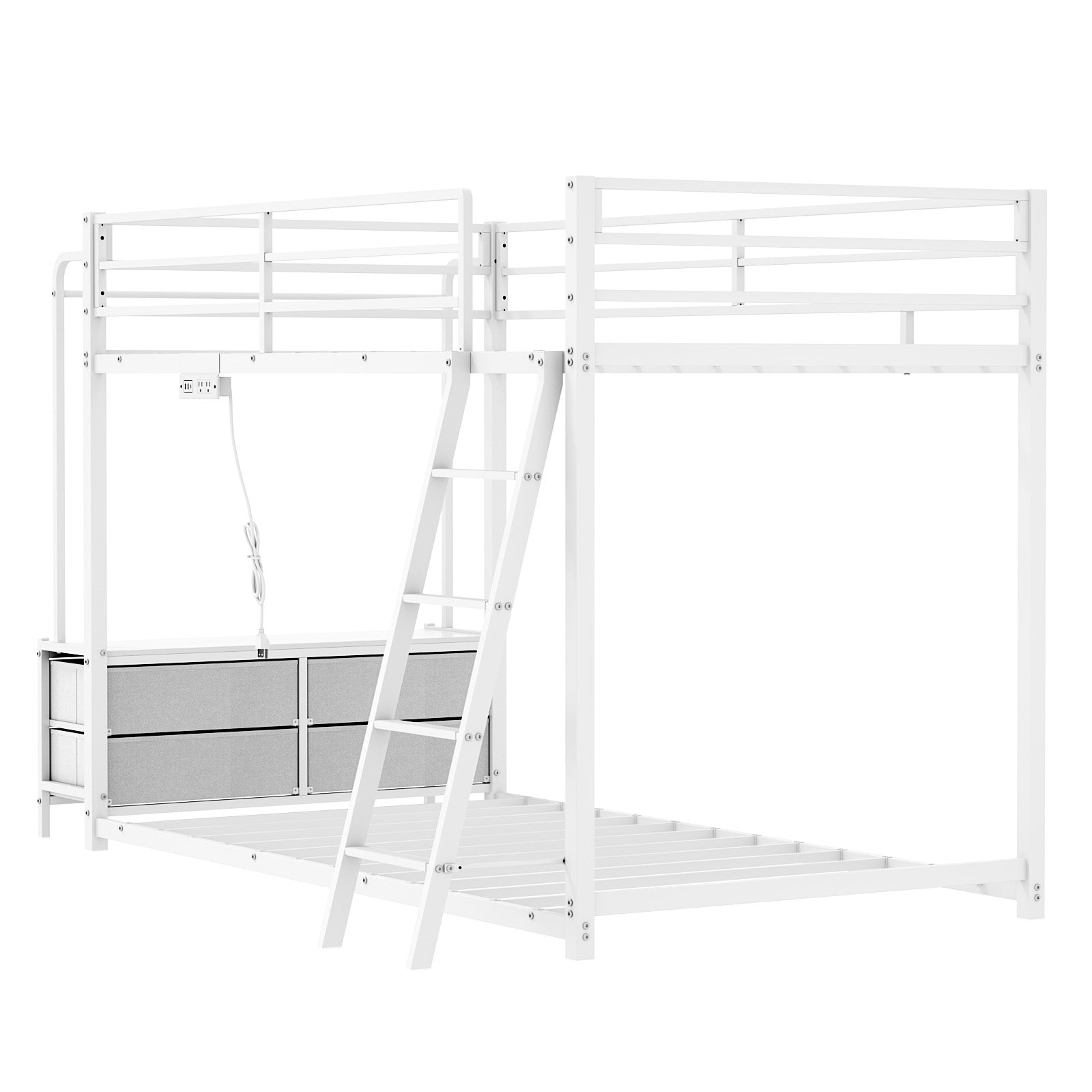 JOYMOR Twin Over Twin Bunk Bed with Storage & Hanger