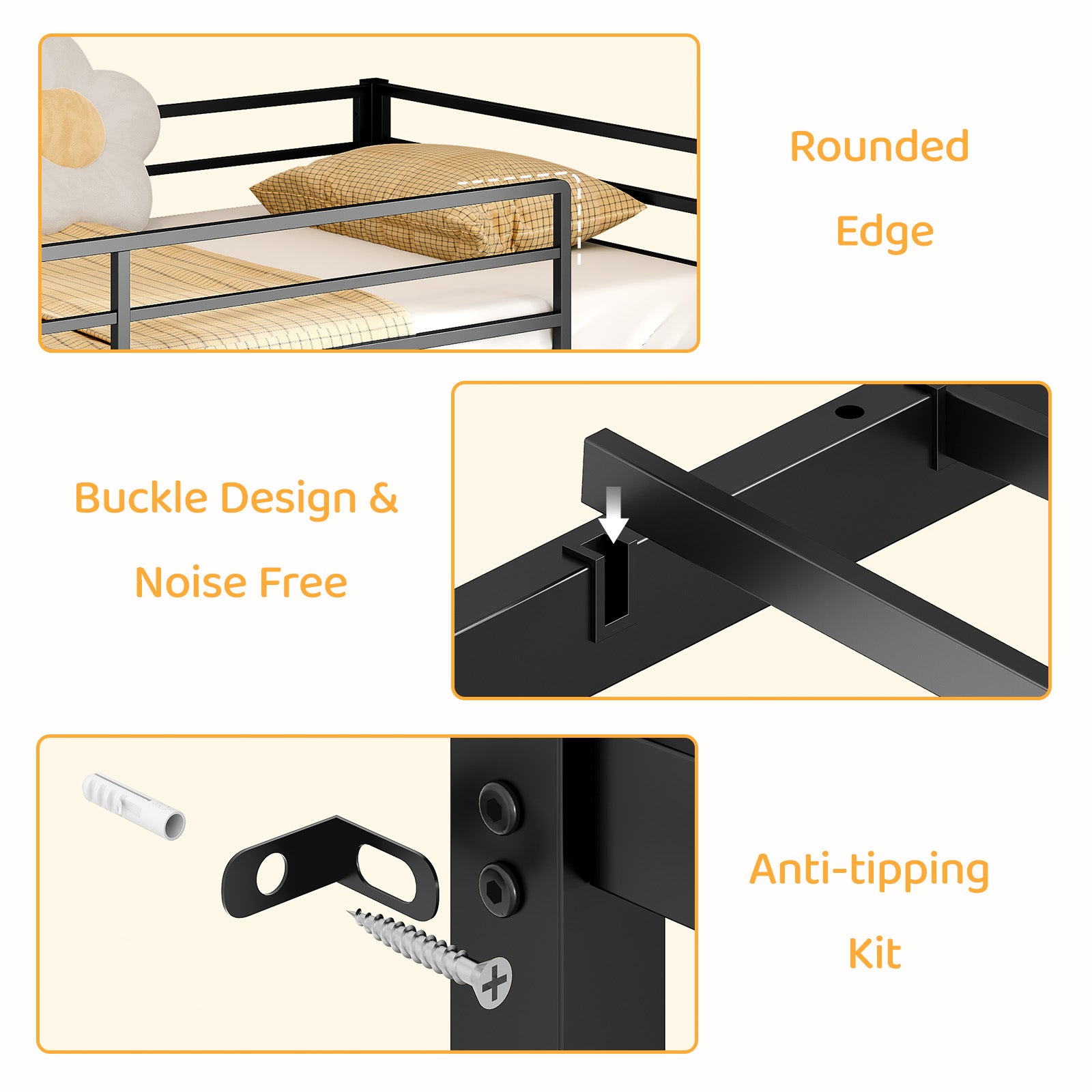 JOYMOR Twin Over Twin Bunk Bed with Storage & Book Shelf