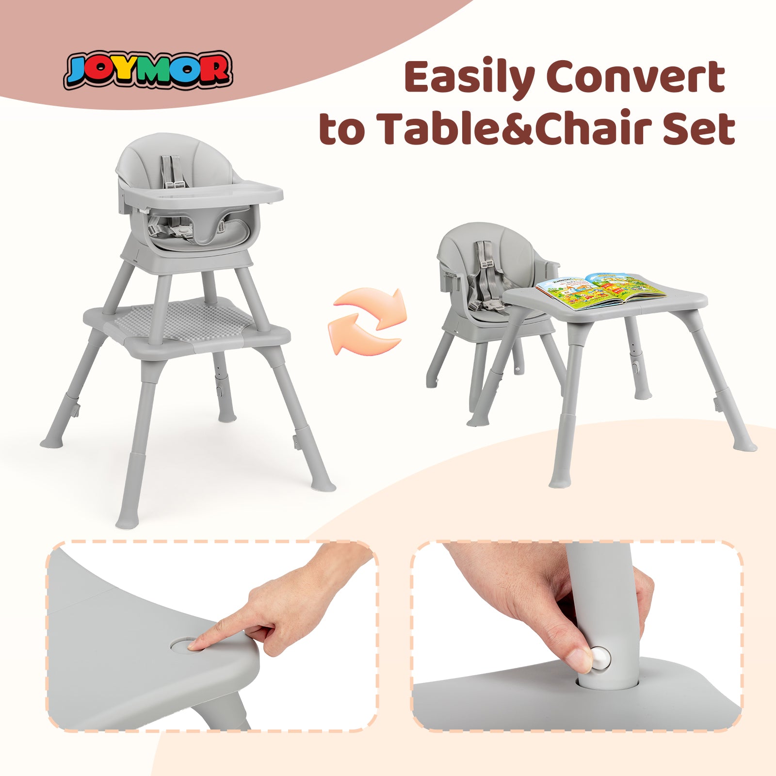 JOYMOR 9 in 1 Baby High Chair Convertible Baby Feeding Chair Booster