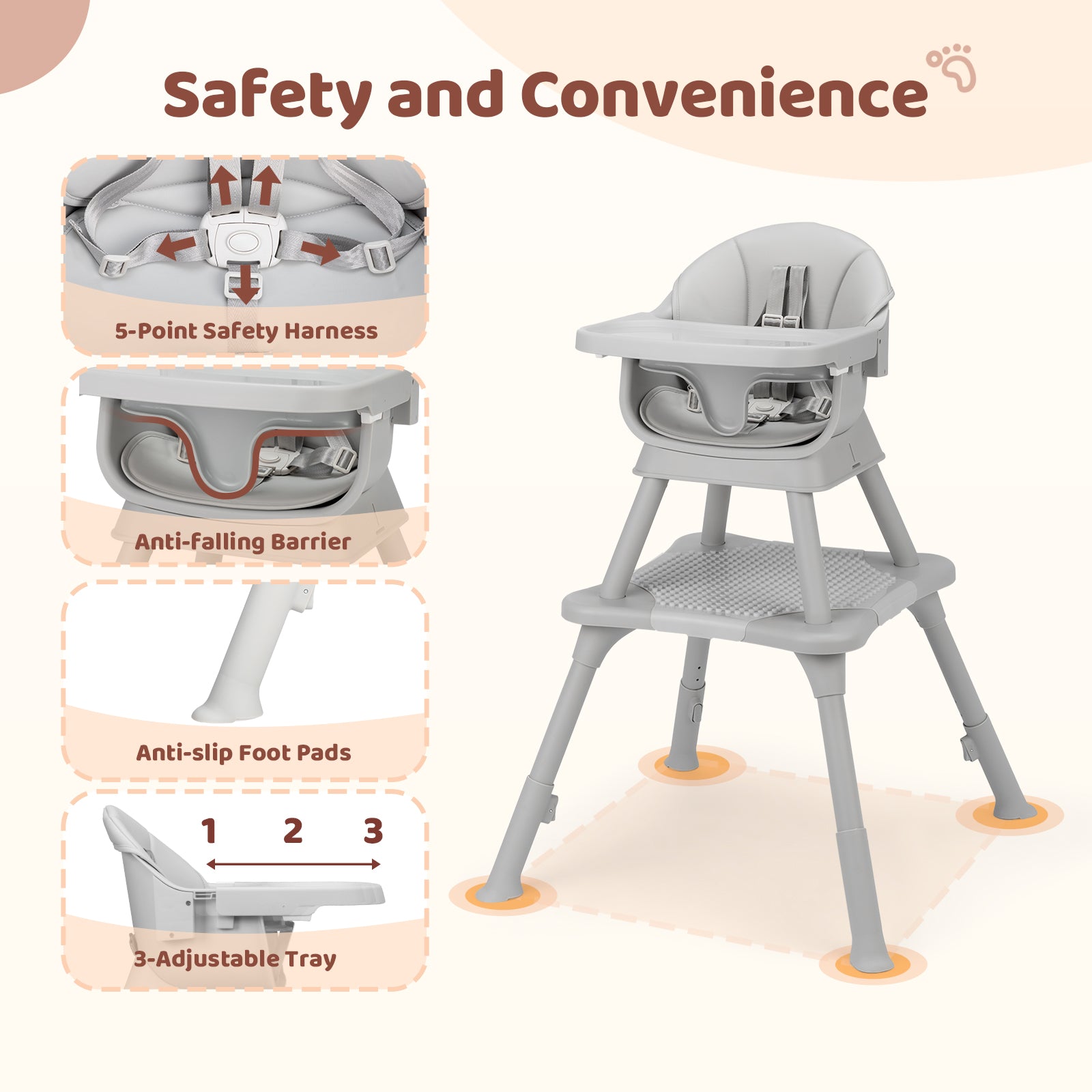 JOYMOR 9 in 1 Baby High Chair Convertible Baby Feeding Chair Booster