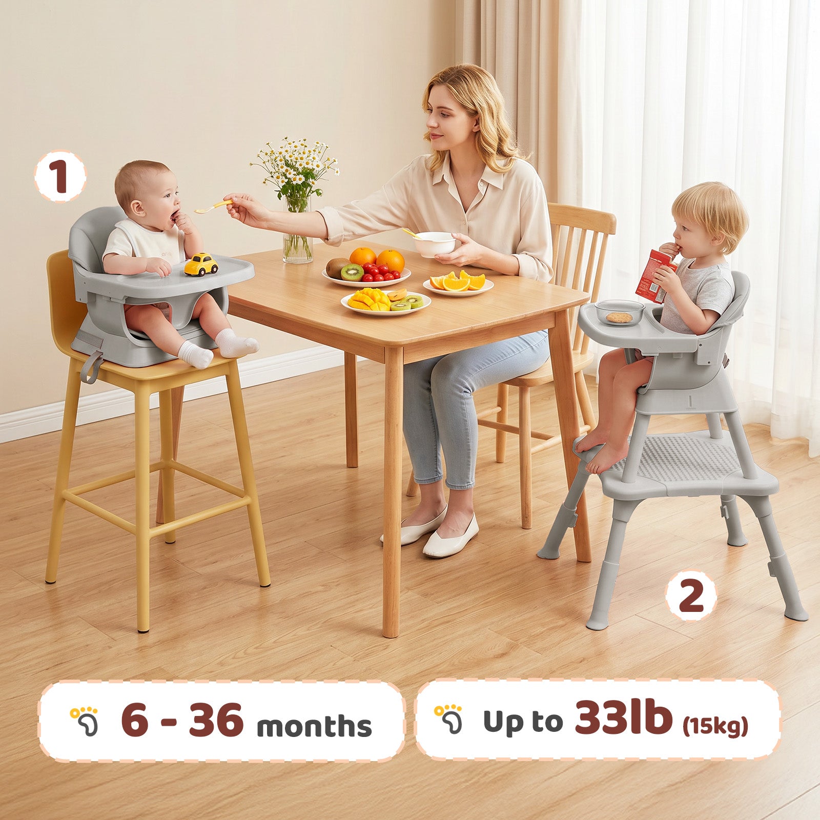 JOYMOR 9 in 1 Baby High Chair Convertible Baby Feeding Chair Booster