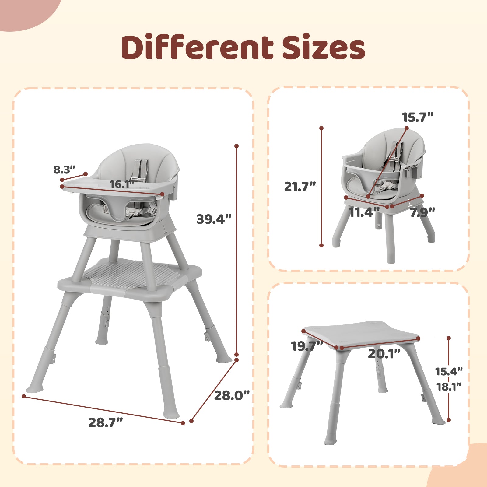 JOYMOR 9 in 1 Baby High Chair Convertible Baby Feeding Chair Booster