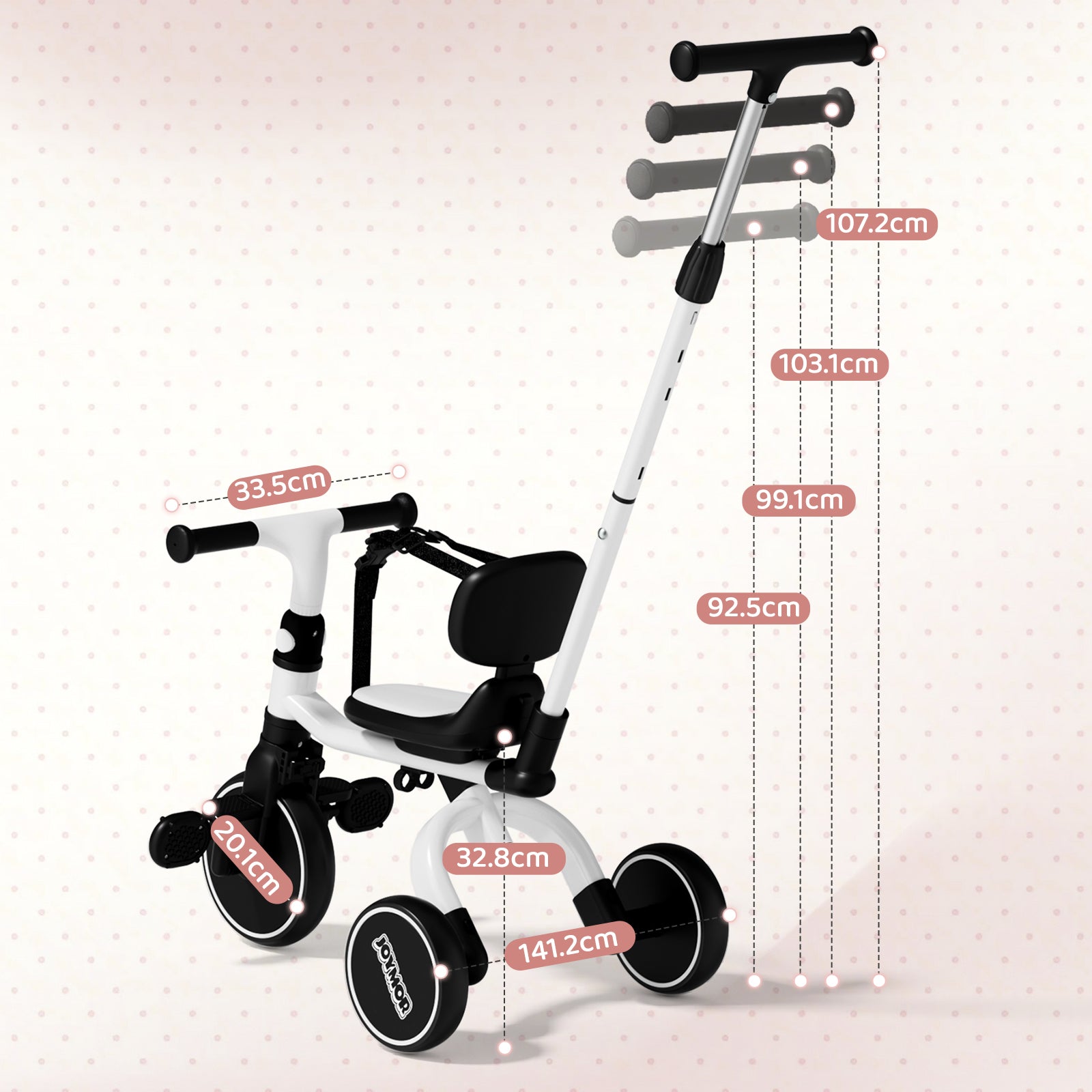 JOYMOR 5 in 1 Tricycle for Toddlers Baby Tricycle with Adjustable Push Handle