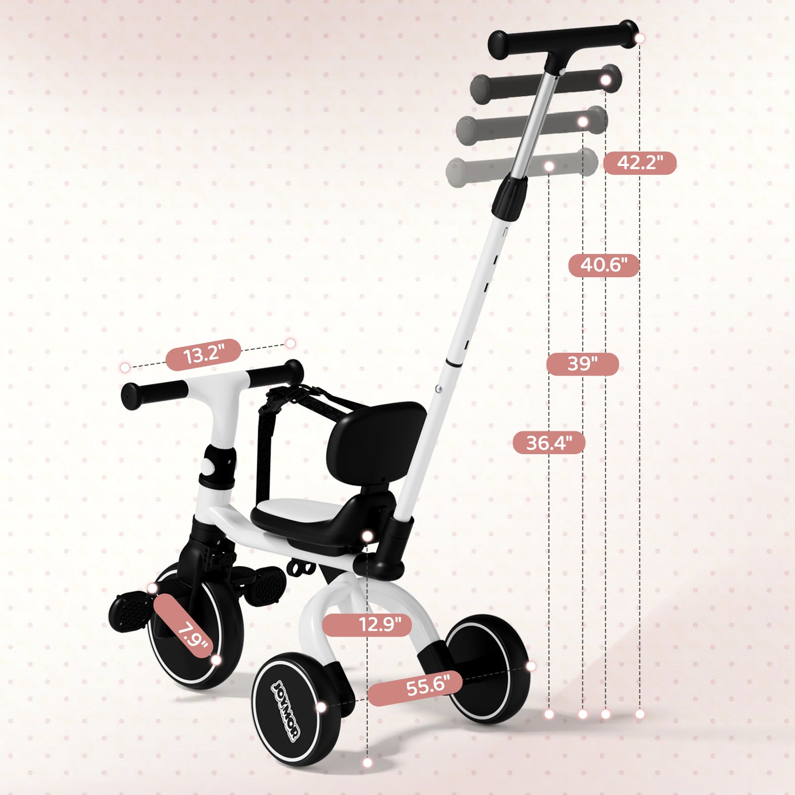 JOYMOR 5 in 1 Tricycle for Toddlers Baby Tricycle with Adjustable Push Handle