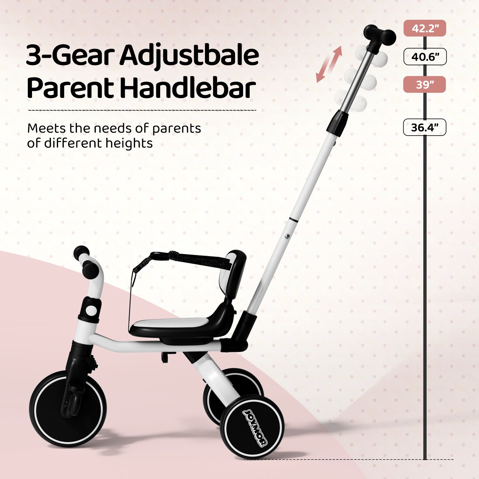 JOYMOR 5 in 1 Tricycle for Toddlers Baby Tricycle with Adjustable Push Handle