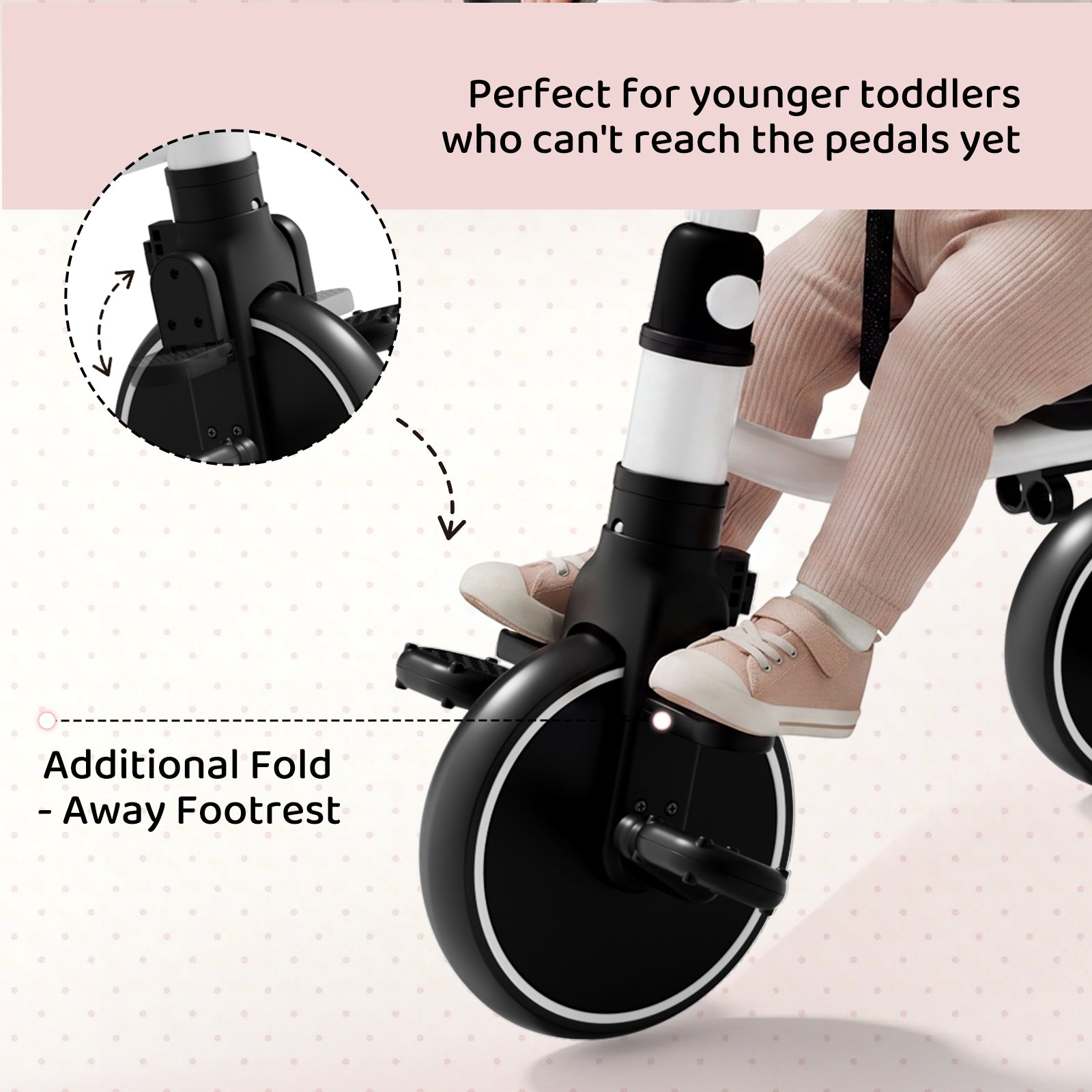 JOYMOR 5 in 1 Tricycle for Toddlers Baby Tricycle with Adjustable Push Handle