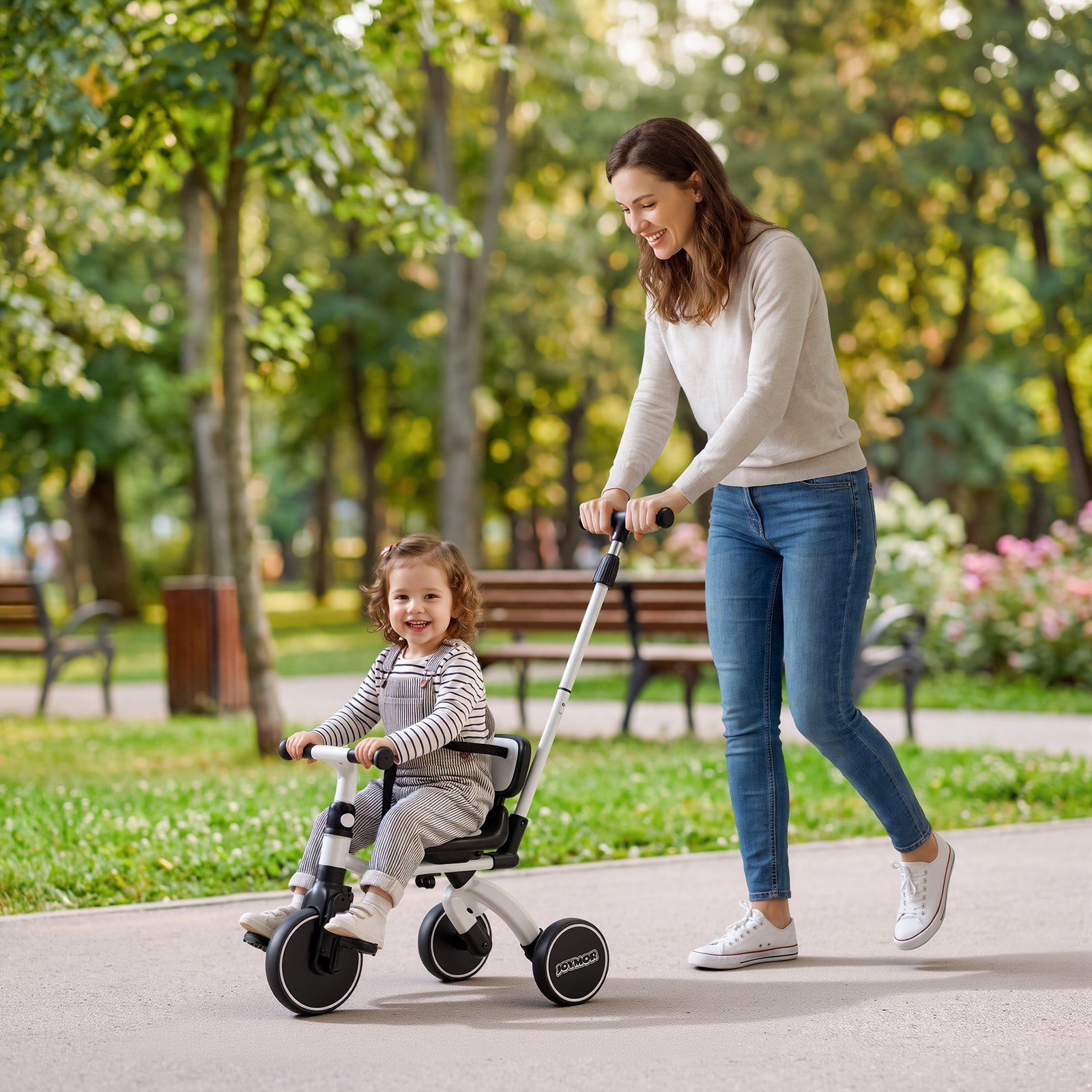 JOYMOR 5 in 1 Tricycle for Toddlers Baby Tricycle with Adjustable Push Handle