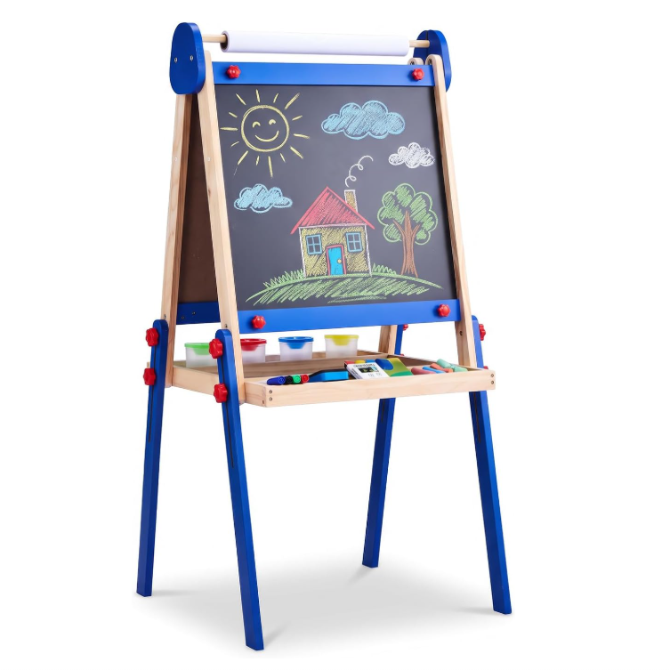 JOYMOR Wooden Easel for Kids Double-Sided Height Adjustable Painting