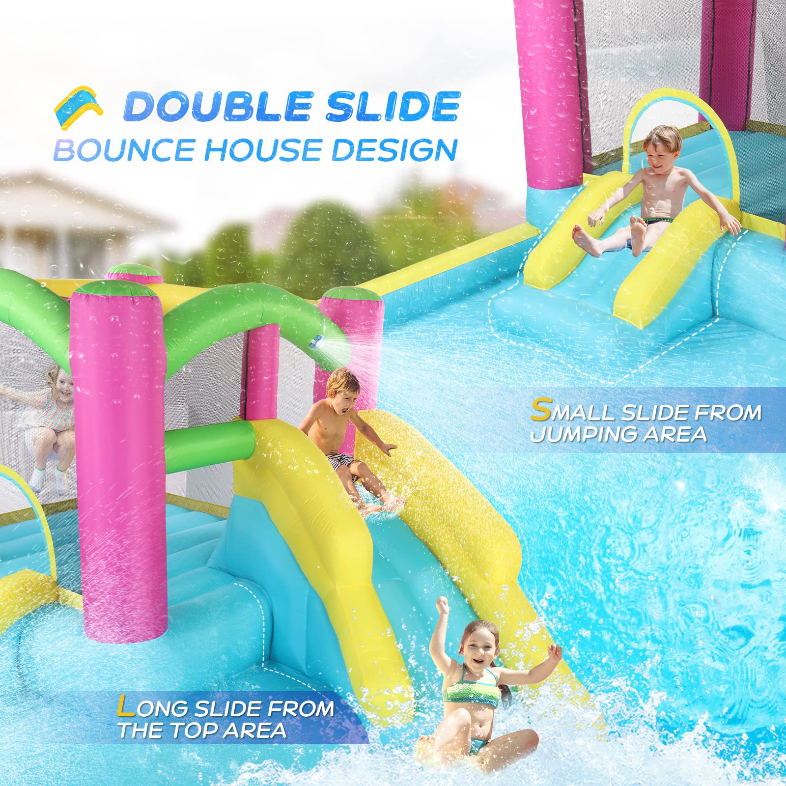 JOYMOR Backyard Inflatable Water Slide Bounce House