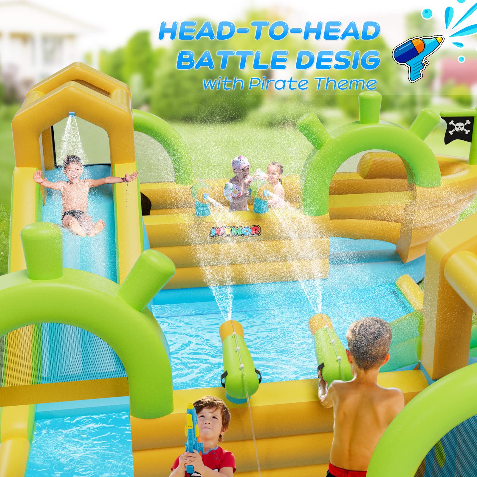 JOYMOR Backyard Inflatable Water Slide Bounce House with Pool