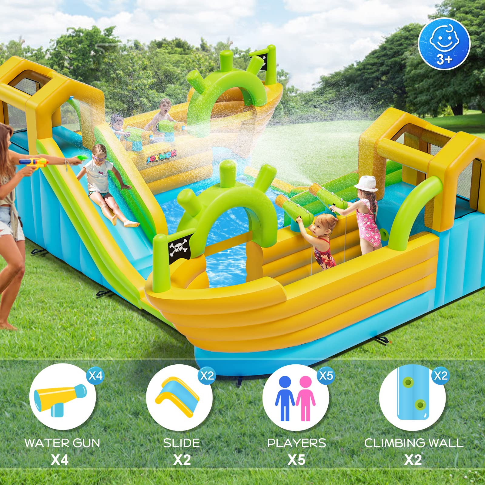 JOYMOR Backyard Inflatable Water Slide Bounce House with Pool