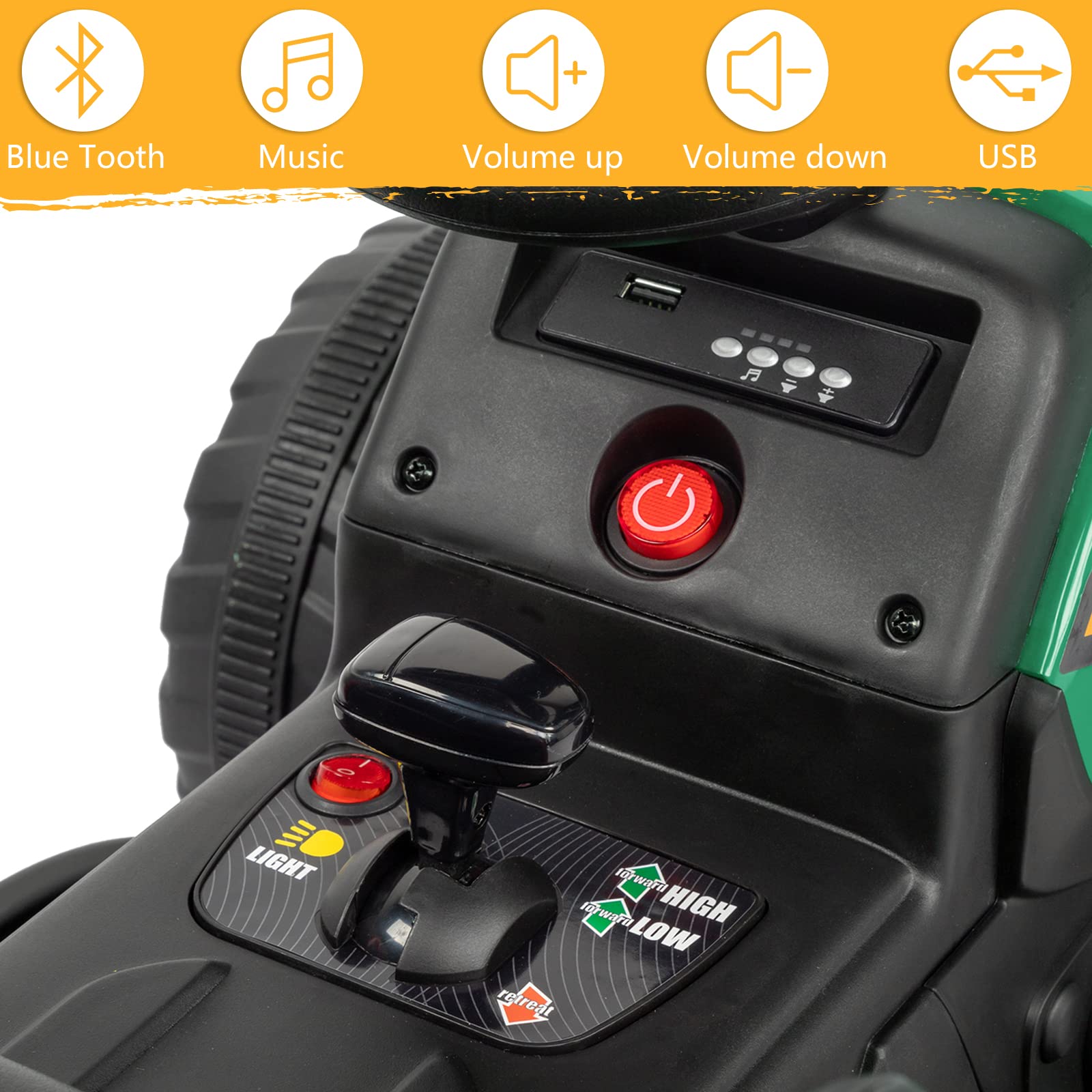 JOYMOR 12V Kids Electric Ride on Tractor 2 Speed w/Parent Remote