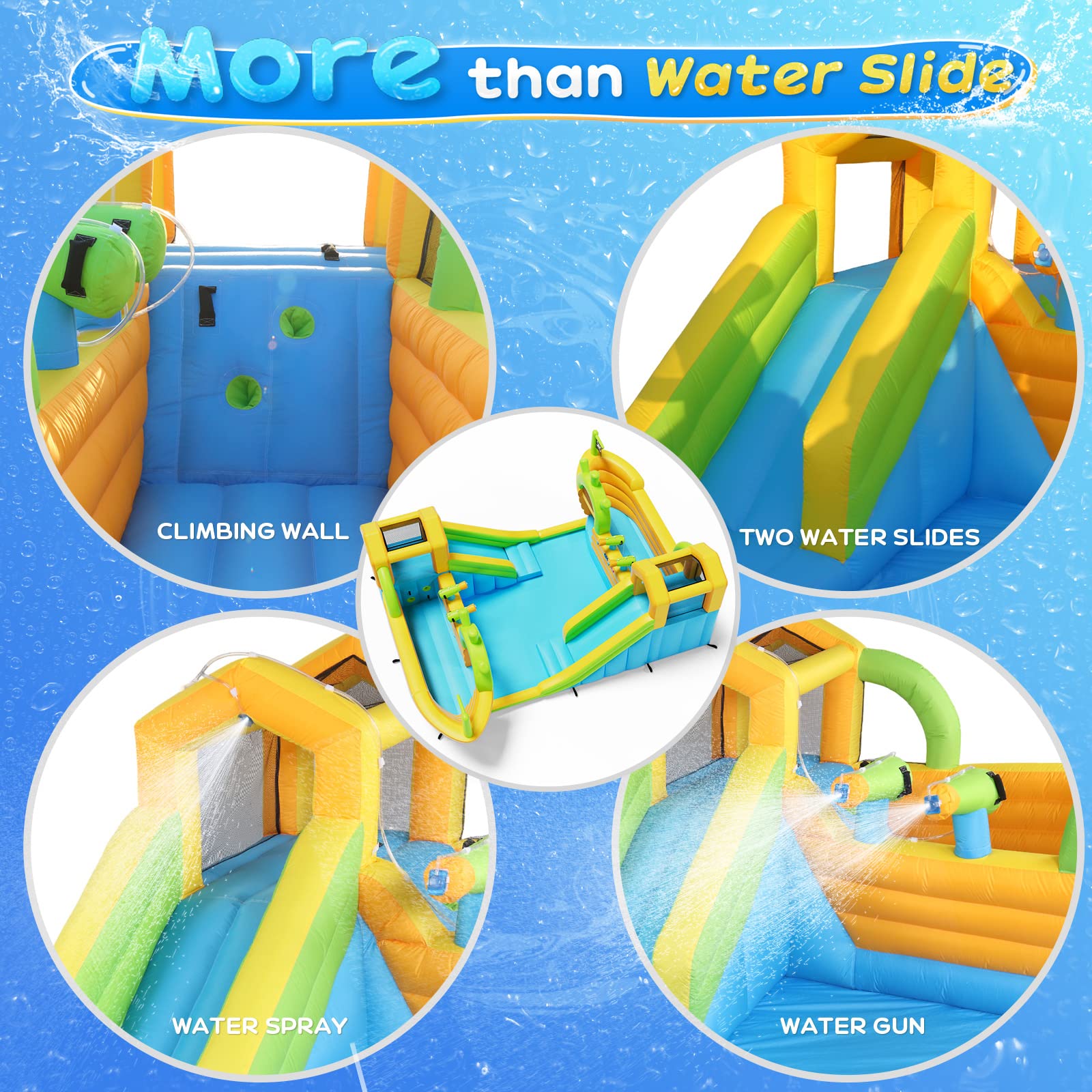 JOYMOR Backyard Inflatable Water Slide Bounce House with Pool