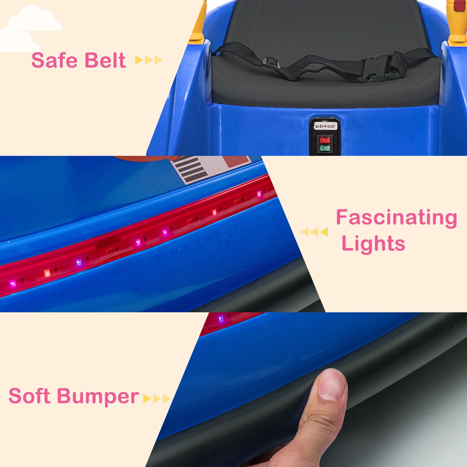 JOYMOR 6V Kids Electric Ride On Bumper Car w/Remote Control