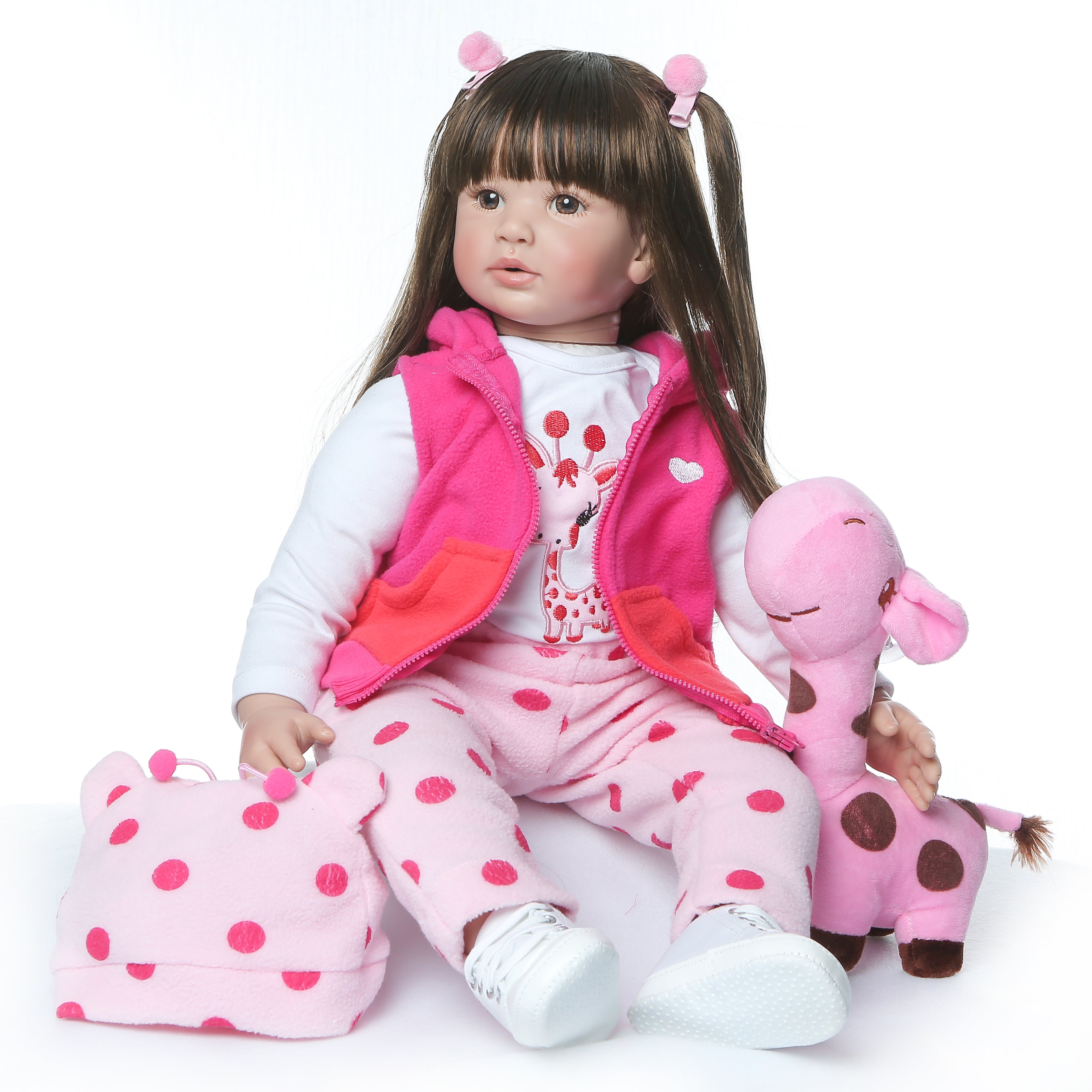 JOYMOR 24in Simulation Baby Long Hair Girl Wearing a Deer Dress Doll Reborn Baby Dolls
