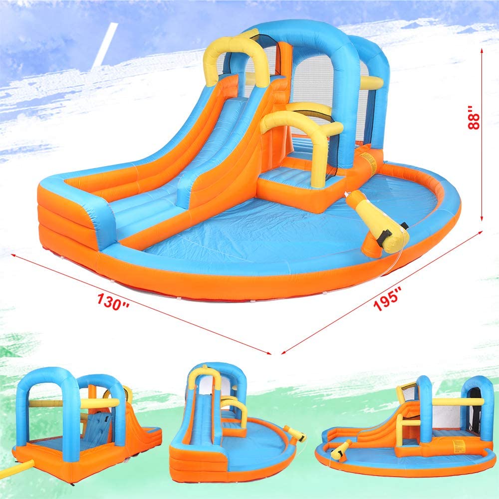 JOYMOR 5-in-1 Inflatable Water Slide Bounce House – Kids Backyard Summer Bouncers with Pool