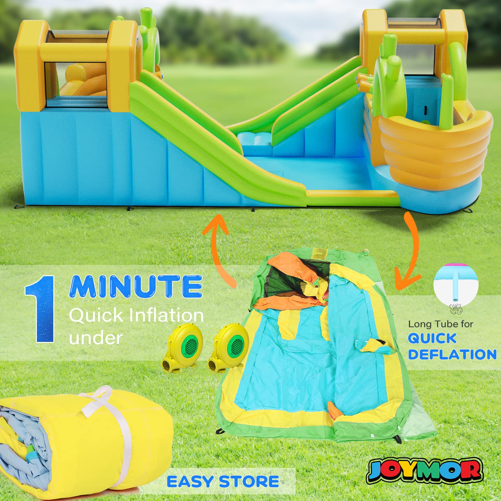 JOYMOR Backyard Inflatable Water Slide Bounce House with Pool