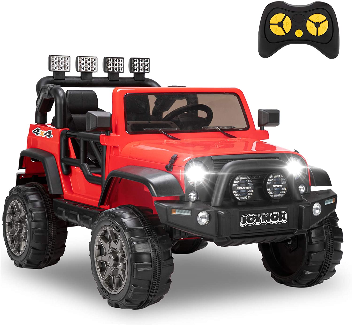 Costzon Ride On Car, 12V Battery Powered Electric Ride On Truck w/Parental  Remote Control, LED Lights, Double Open Doors, Safety Belt, Music, MP3
