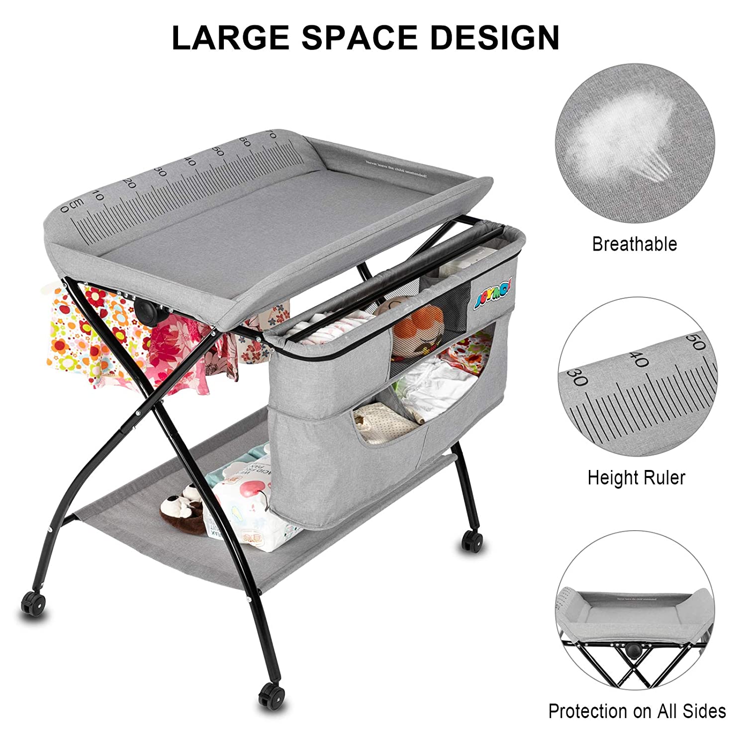 JOYMOR Foldable Mobile Changing Table Organizer