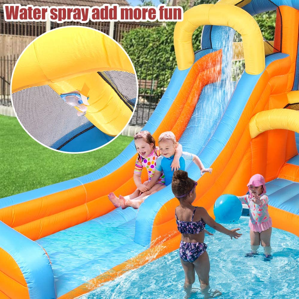 JOYMOR 5-in-1 Inflatable Water Slide Bounce House – Kids Backyard Summer Bouncers with Pool