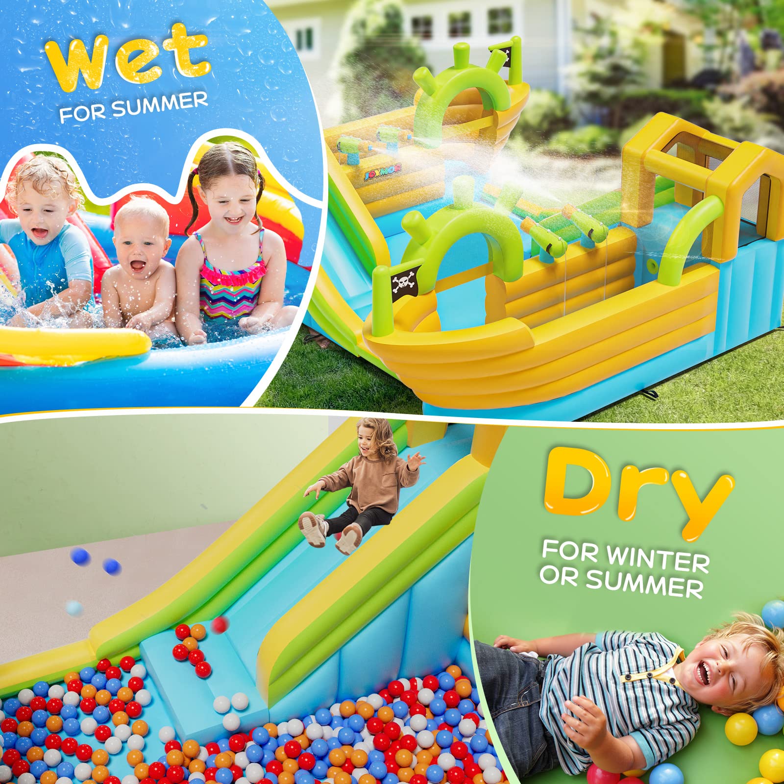 JOYMOR Backyard Inflatable Water Slide Bounce House with Pool