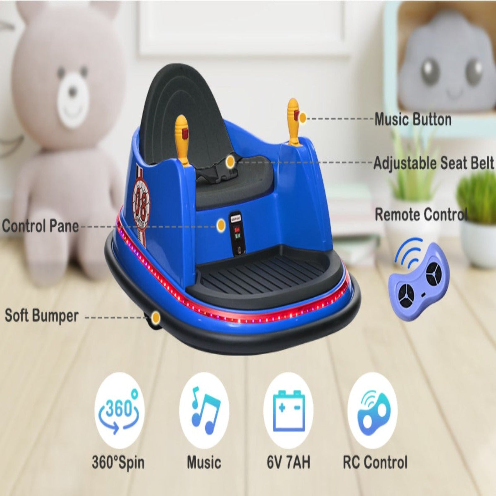 JOYMOR 6V Kids Electric Ride On Bumper Car w/Remote Control